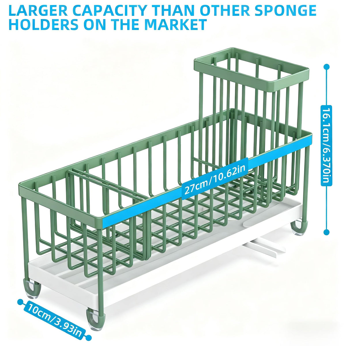 Extra Large Sponge Holder for Kitchen Sink Organizer Caddy