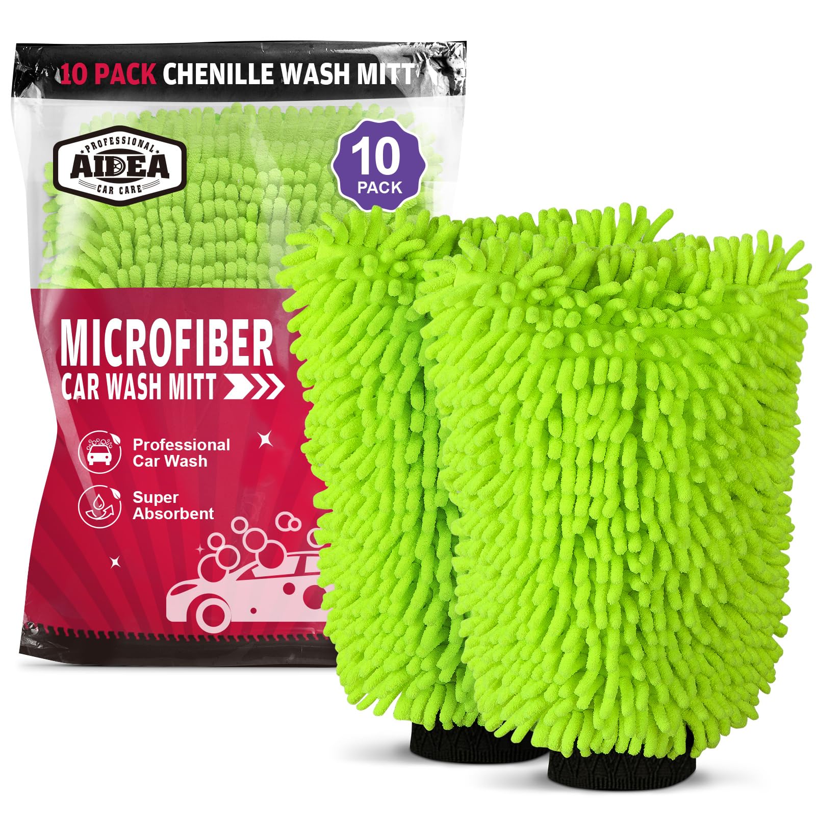 Car Wash Mitt Microfiber (10 Count)