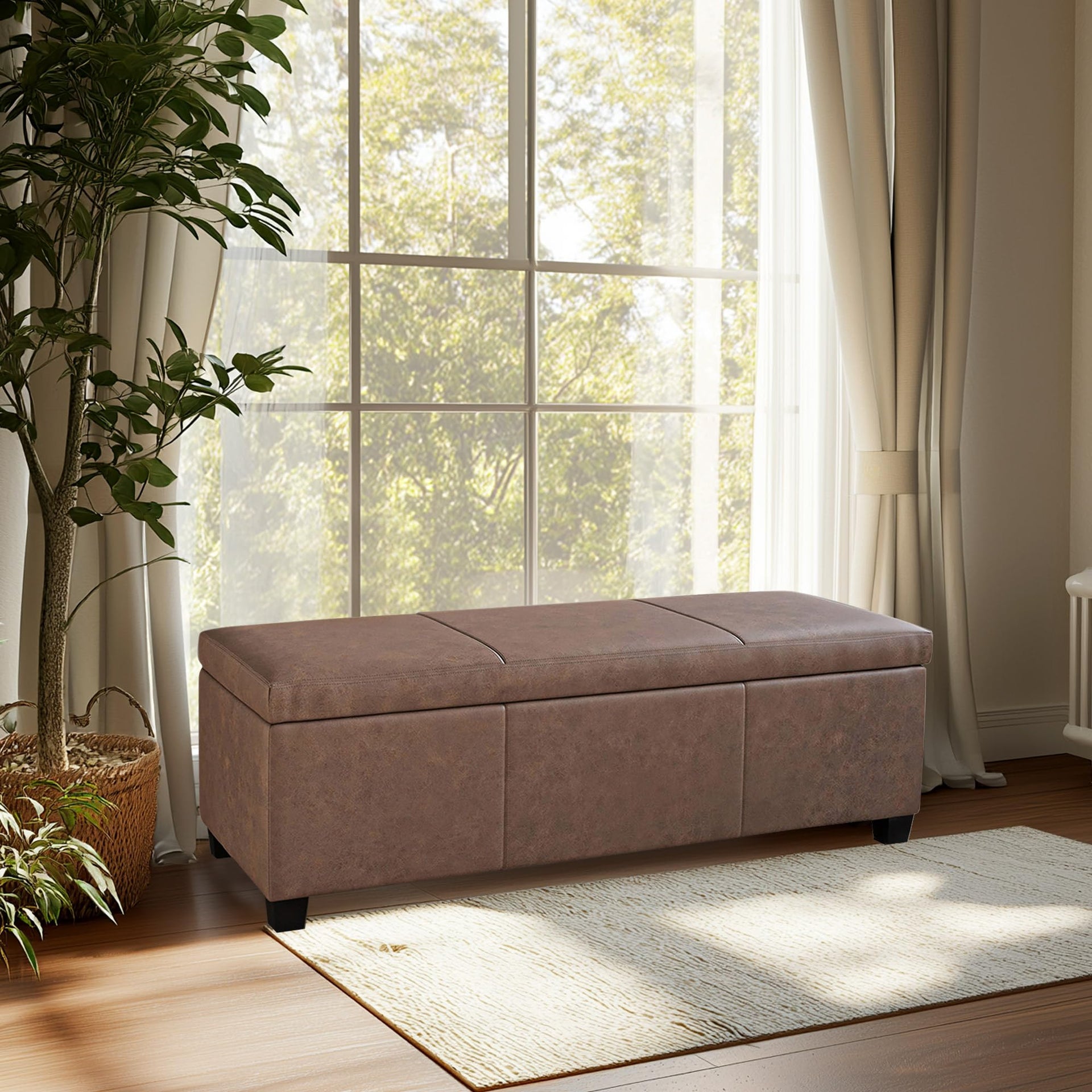 Storage Faux Leather Ottoman