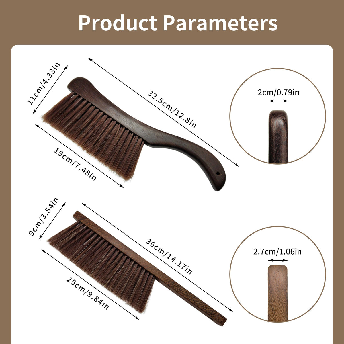 2 Pcs Wooden Hand Broom Brush (2 Count)