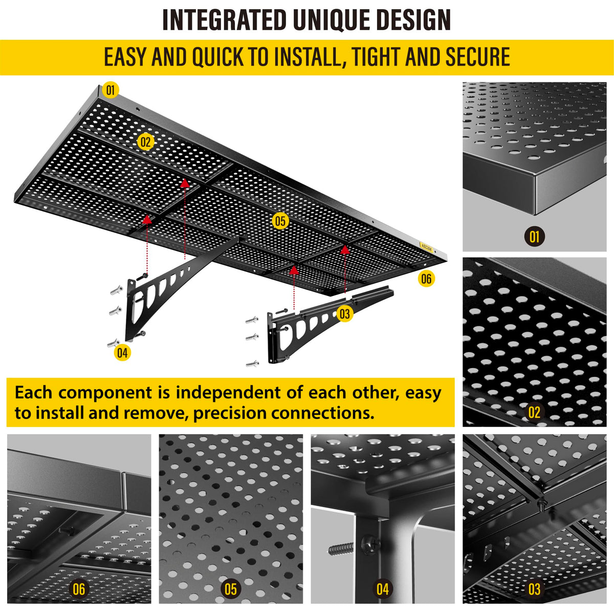 2 Pack 1.64x4ft Adjustable Garage Wall Shelving 560lbs Load Capacity Heavy Duty Wall Mounted Storage Shelf Metal Floating Shelves for Garage (2 Count)