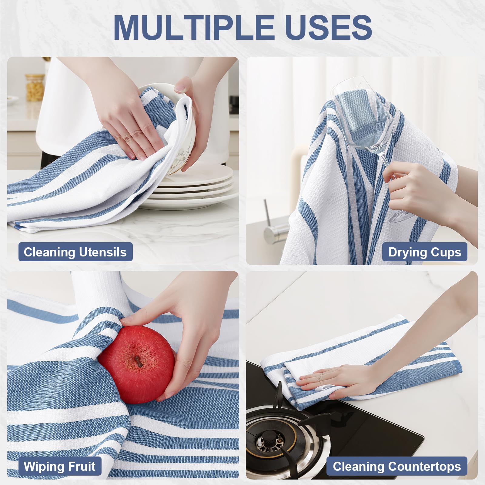 Premium Cotton Stripe Kitchen Towels 3 Pack (3 Count)