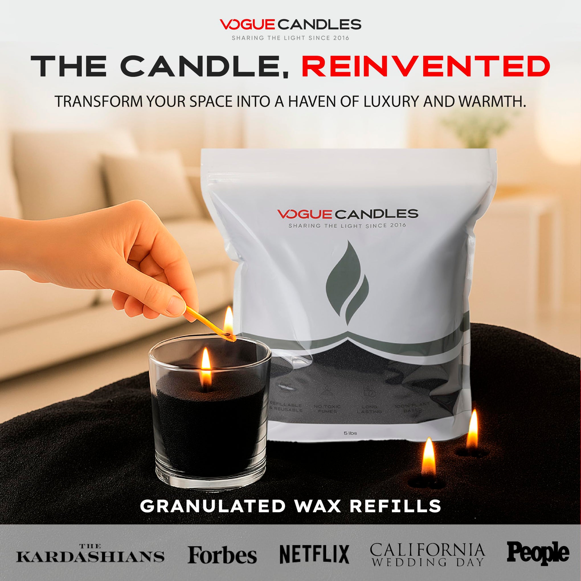 Vogue Candles Black Pearled Candle Sand Wax (80 Ounce)