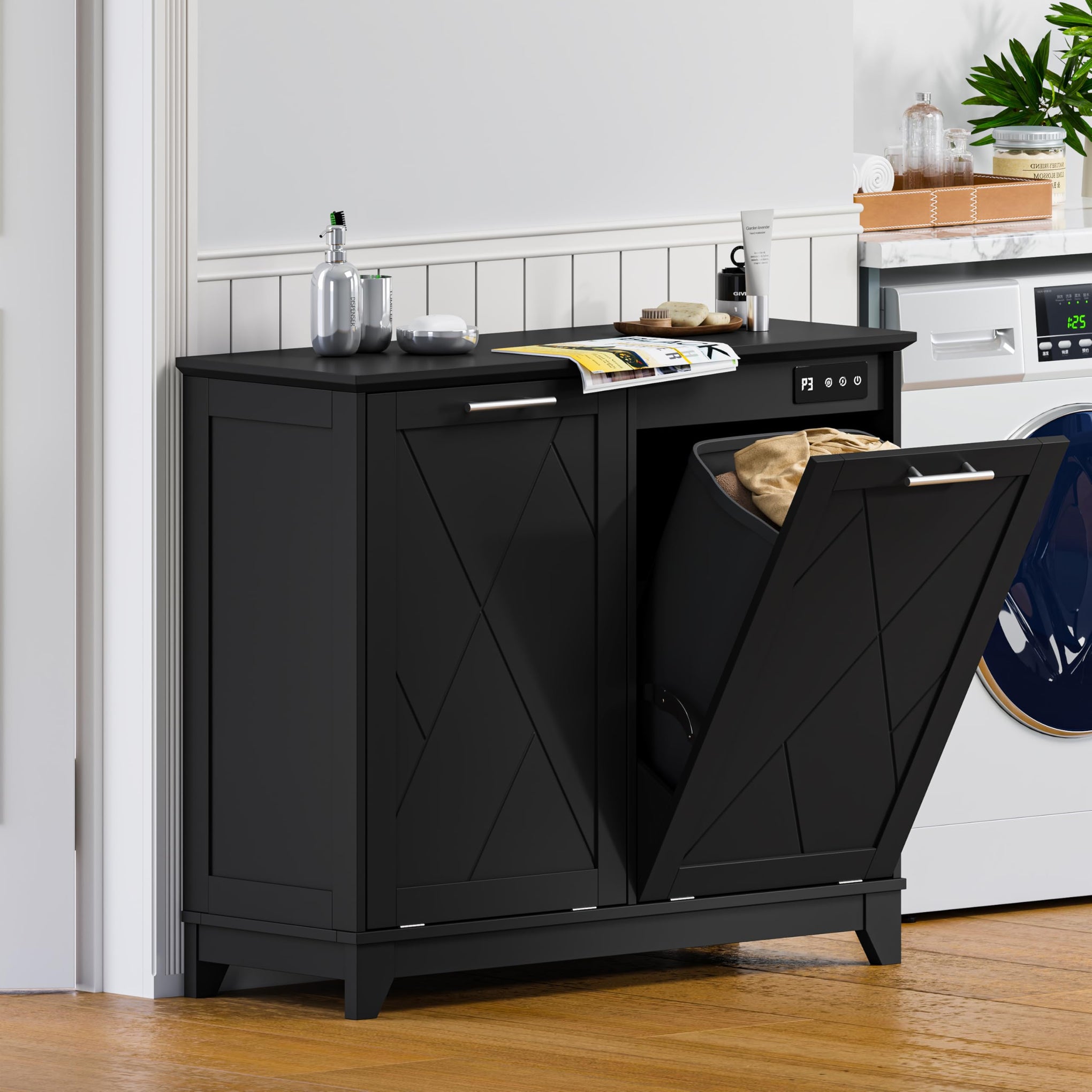 Tilt Out Trash Can Cabinet for 2 Bins