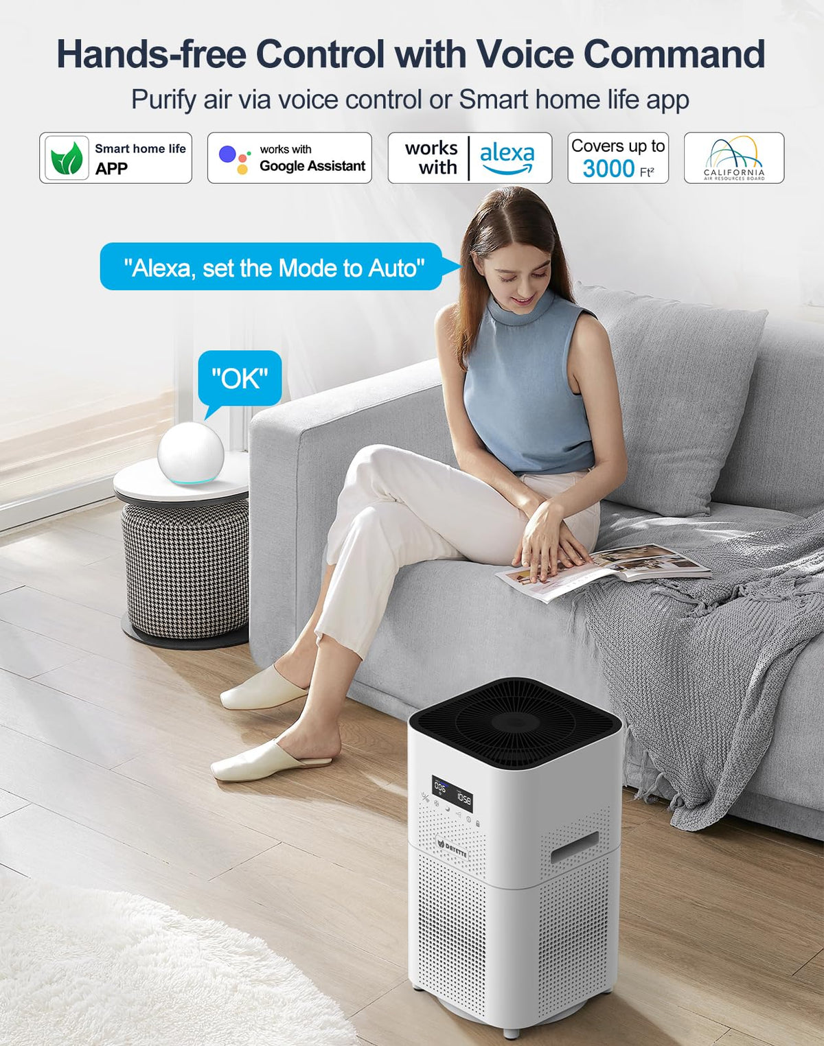 Smart Air Purifier for Home Large Room 3000Ft²