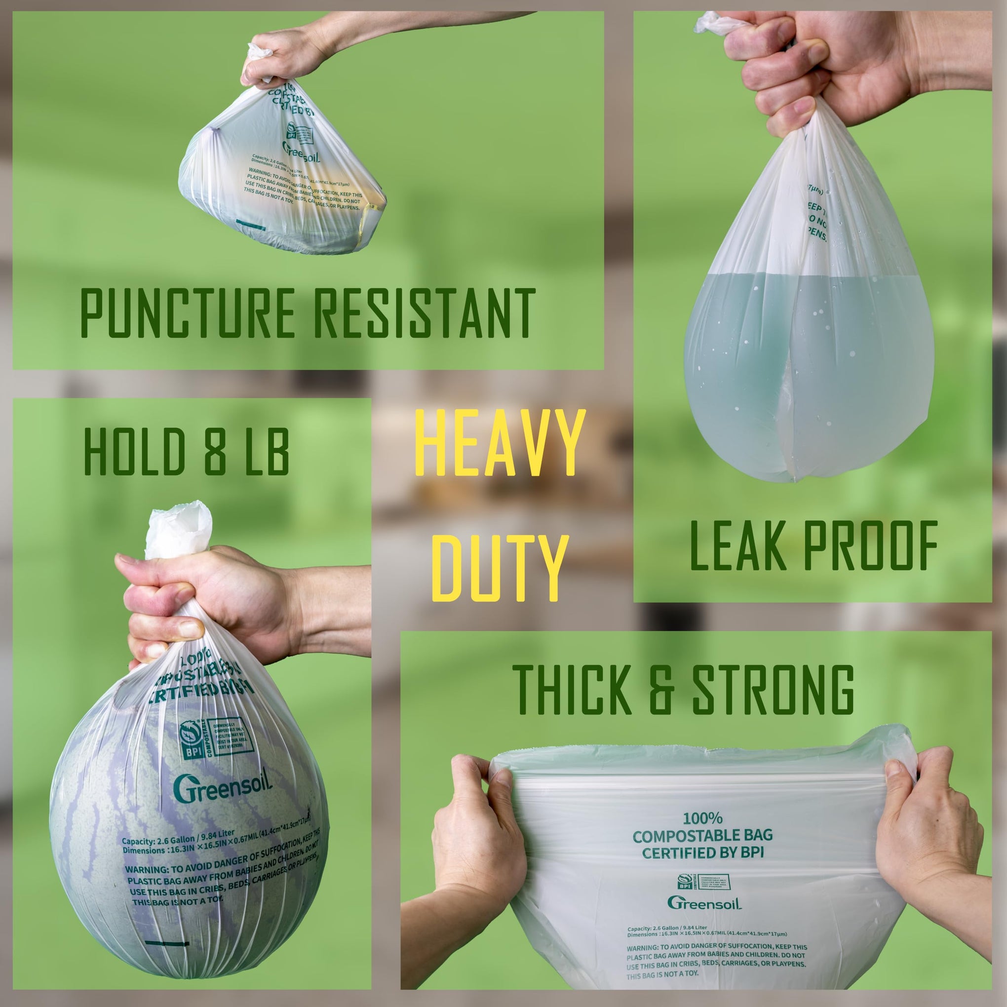 100% Compostable Waste Bags 2.6 Gallon (100 Count)