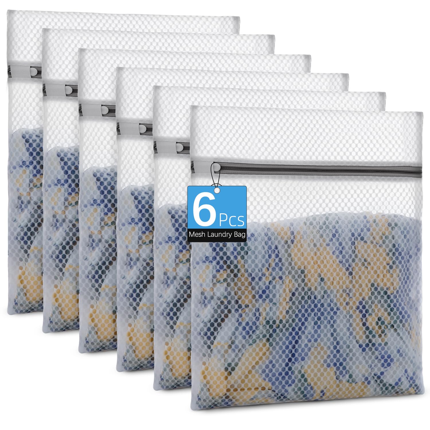Honeycomb Mesh Laundry Bags for Delicates (6 Count)