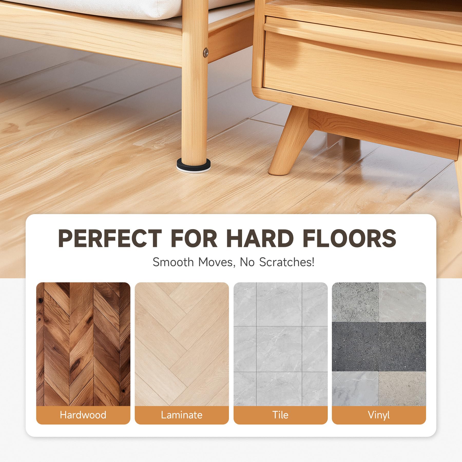 24pcs Felt Furniture Sliders for Hardwood Floors (24 Count)