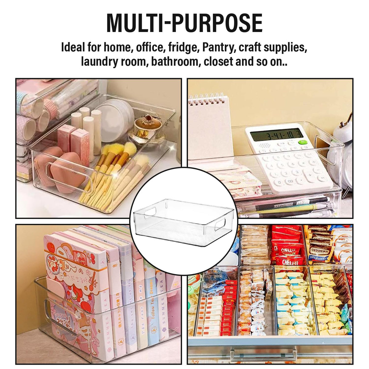 Clear Plastic Storage Bins (6 Count)