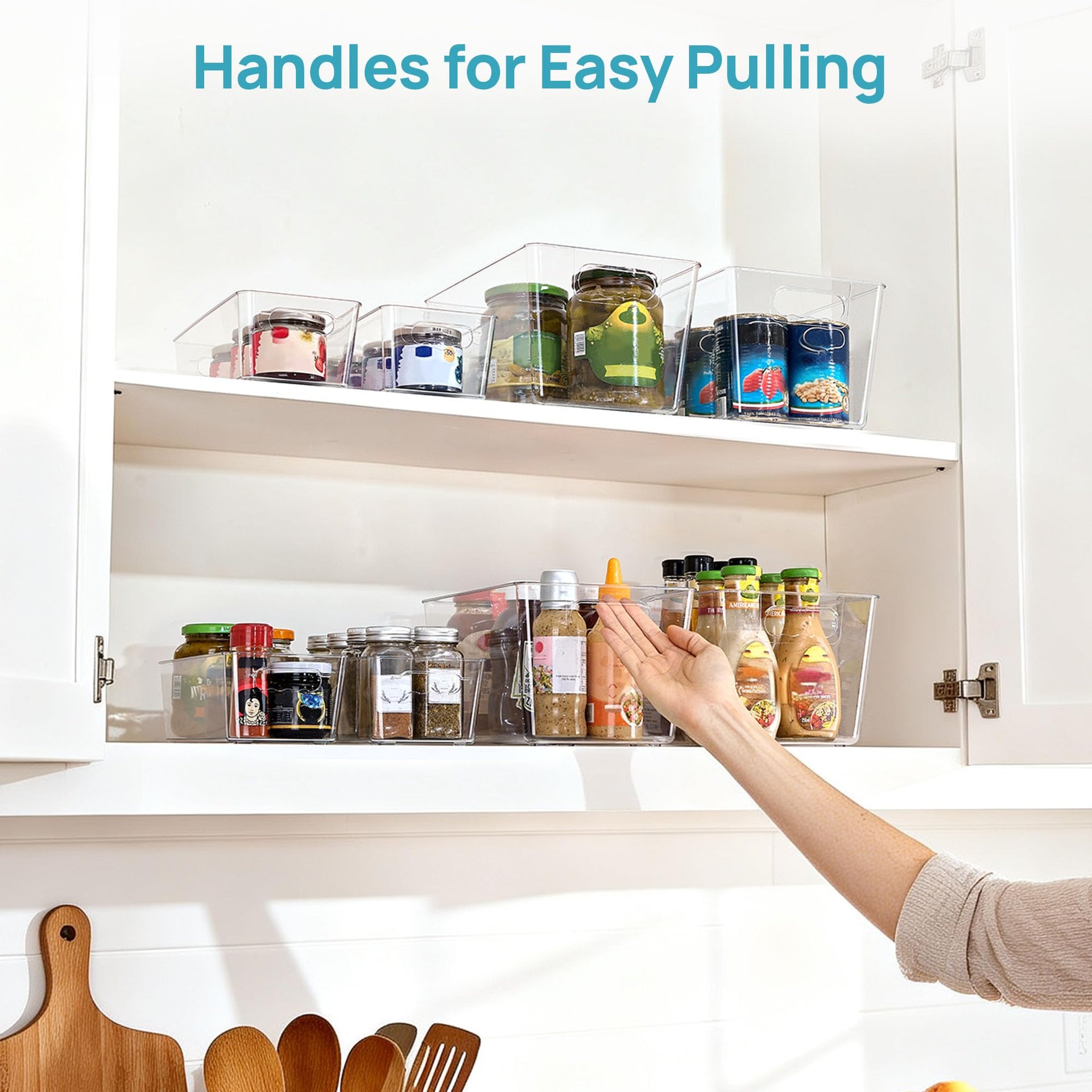 8 Pack Clear Storage Bins Set for Pantry Organizer (8 Count)