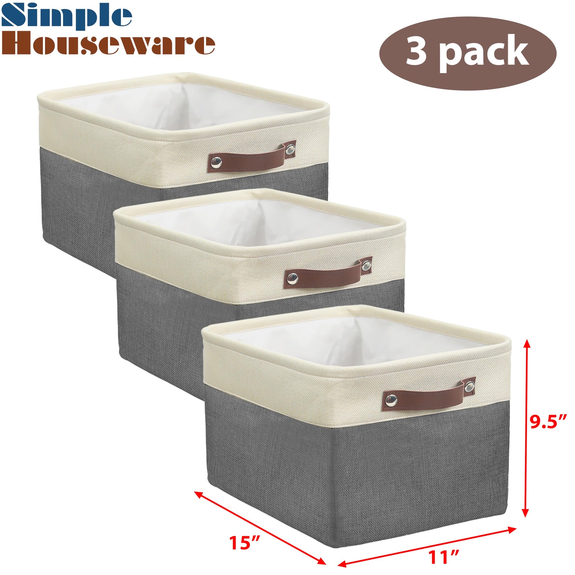 15" x 11" Large Fabric Storage Bin (3 Count)
