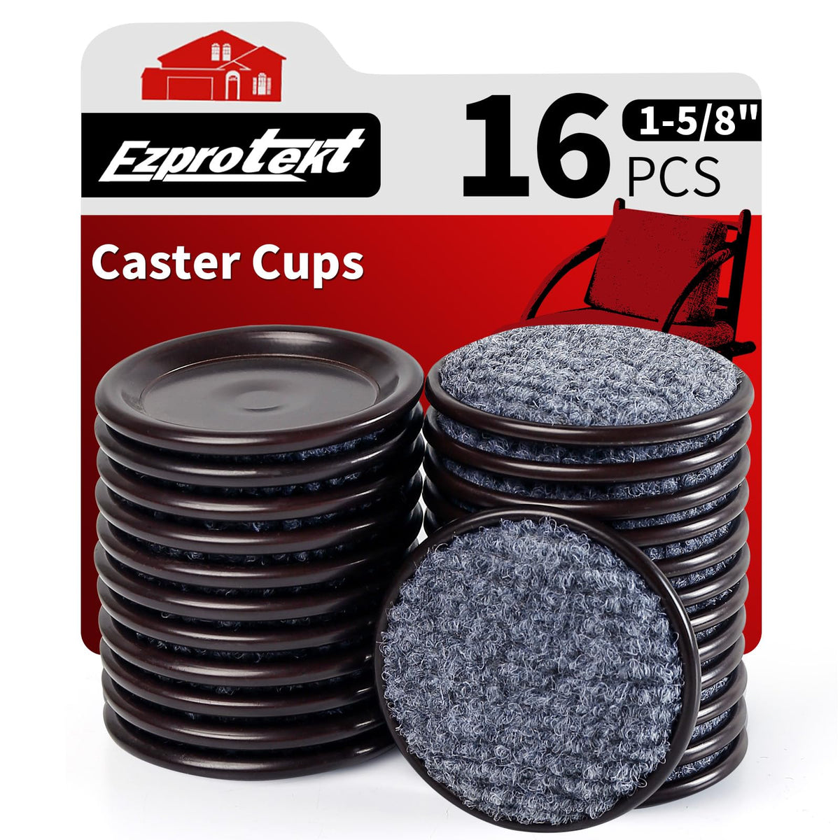 1 5 8" Round Carpet Bottom Furniture Caster Cups (16 Count)