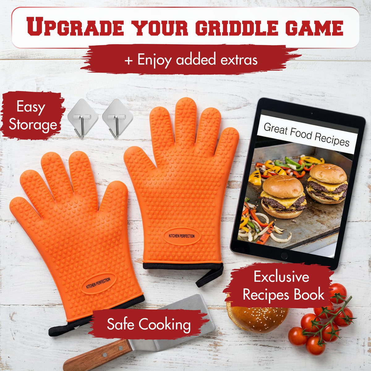 Silicone Griddle Grill Gloves Heat Resistant Oven Mitts