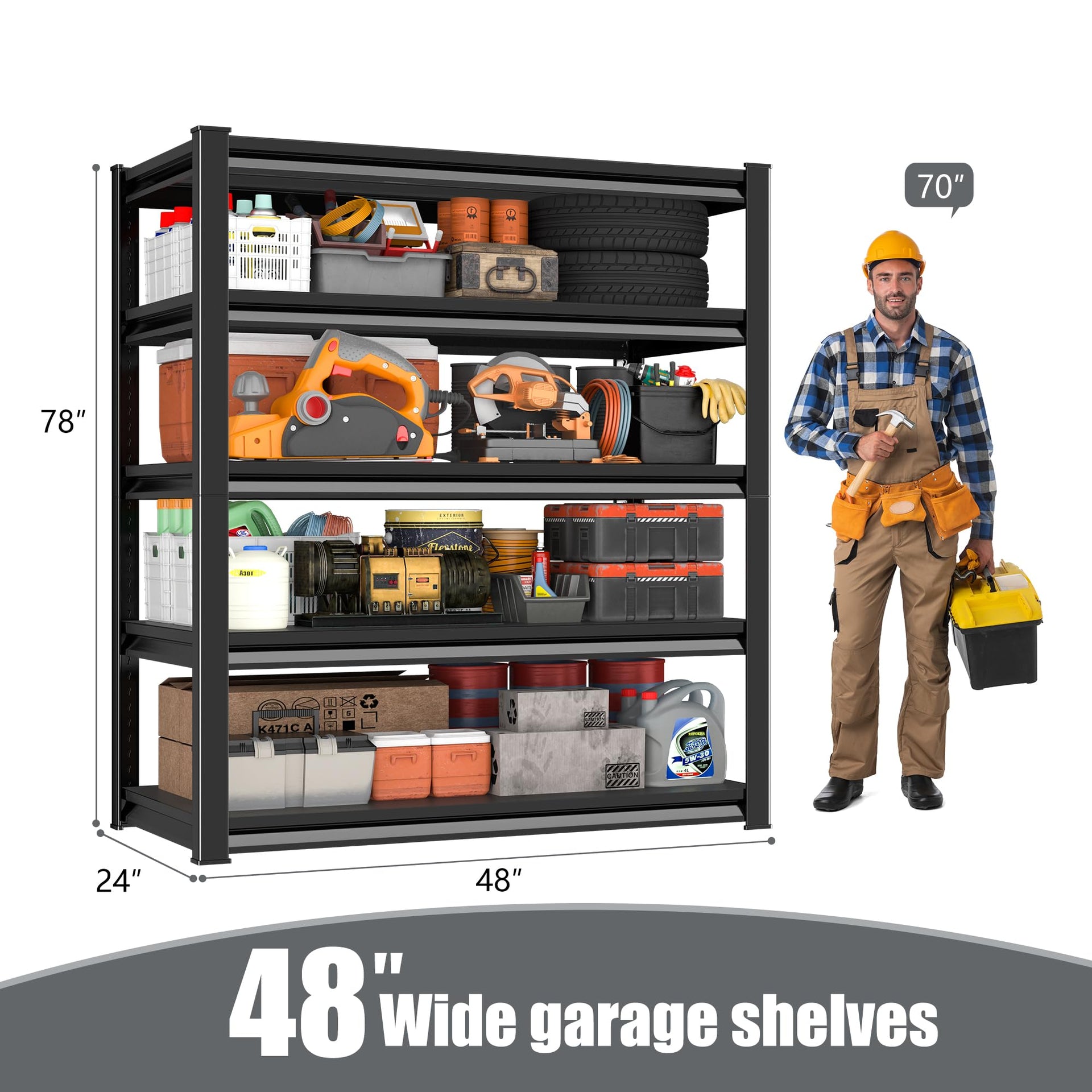 48" W Garage Shelving Heavy Duty