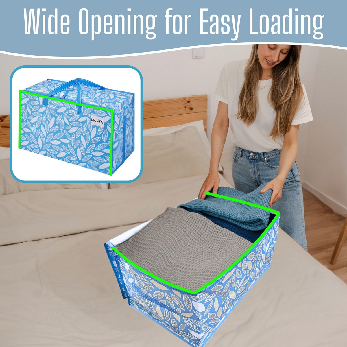 2 Pack Extra Large Heavy Duty Moving Bags with Wide Opening & Reinforced Handles (2 Count)