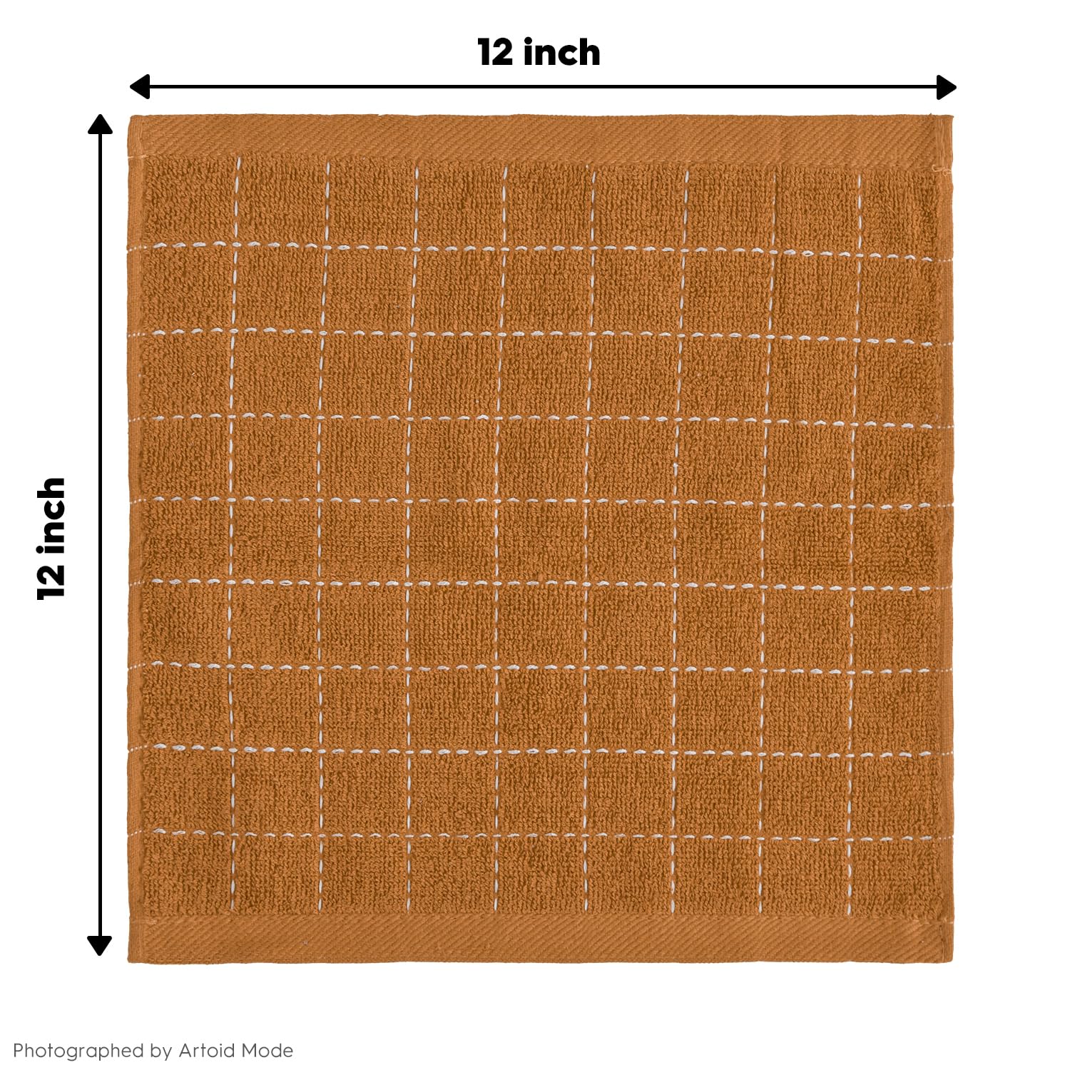 Checkered Designed Cotton Beige Caramel Terry Kitchen Dish Cloths (6 Count)