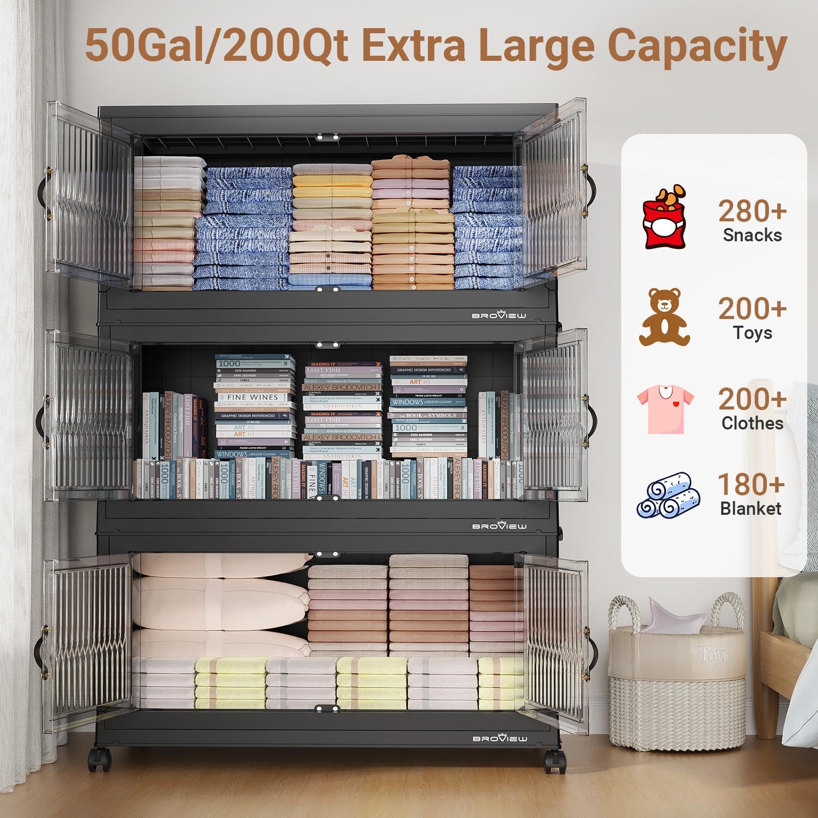800Qt Extra Large Stackable Storage Bins with Lid (4 Count)