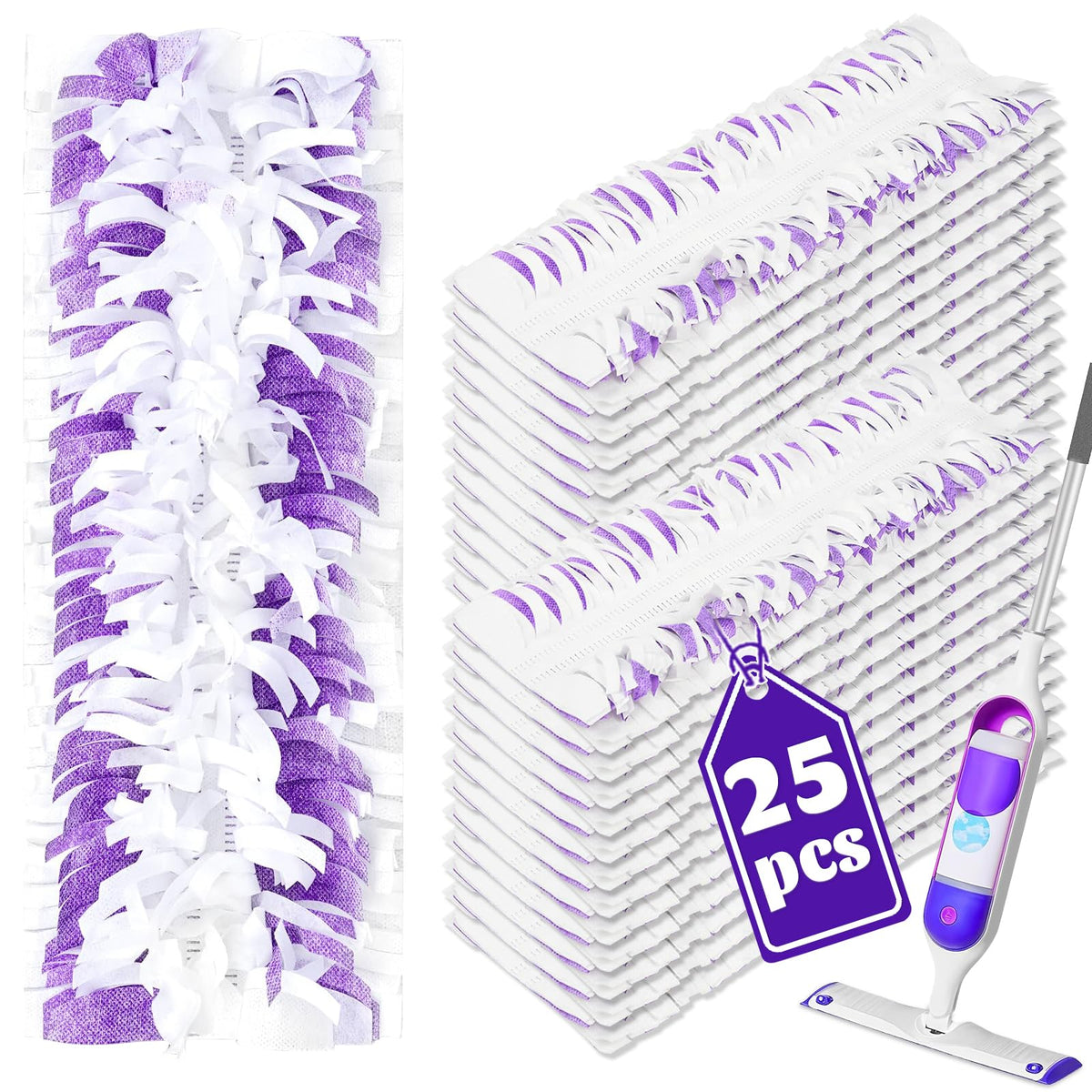 25 Pack Disposable Mop Replacement for Swiffer Power Mop Refills (25 Count)