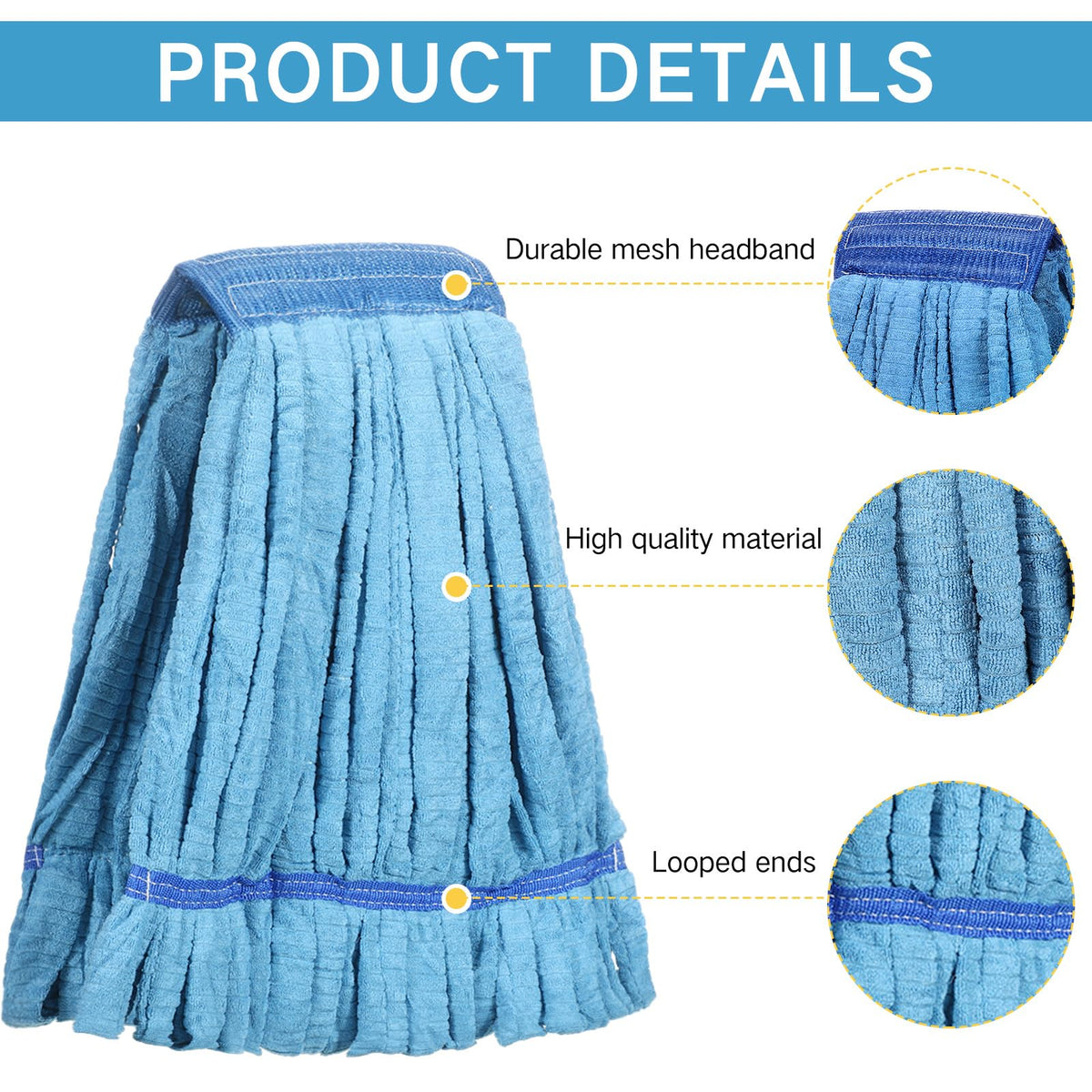 4 Pcs Microfiber Commercial Mop Head Replacement Tube Industrial Looped End Mop Heads Refill for Floor Cleaning for Home Commercial Industrial Use