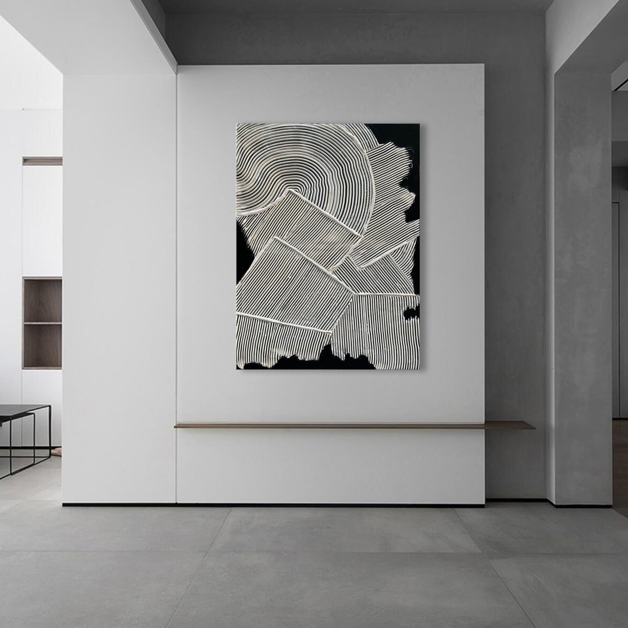 Art Hand Painted White Texture Abstract Art Oil Painting 40x28 inch Office Corridor Abstract Wall Decoration