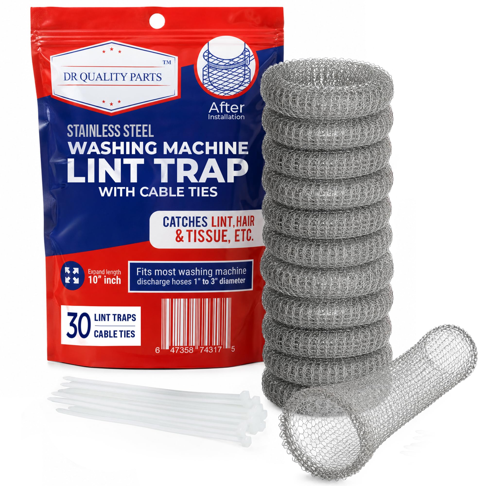 Washing Machine Lint Trap Stainless Steel 30 (12 Count)