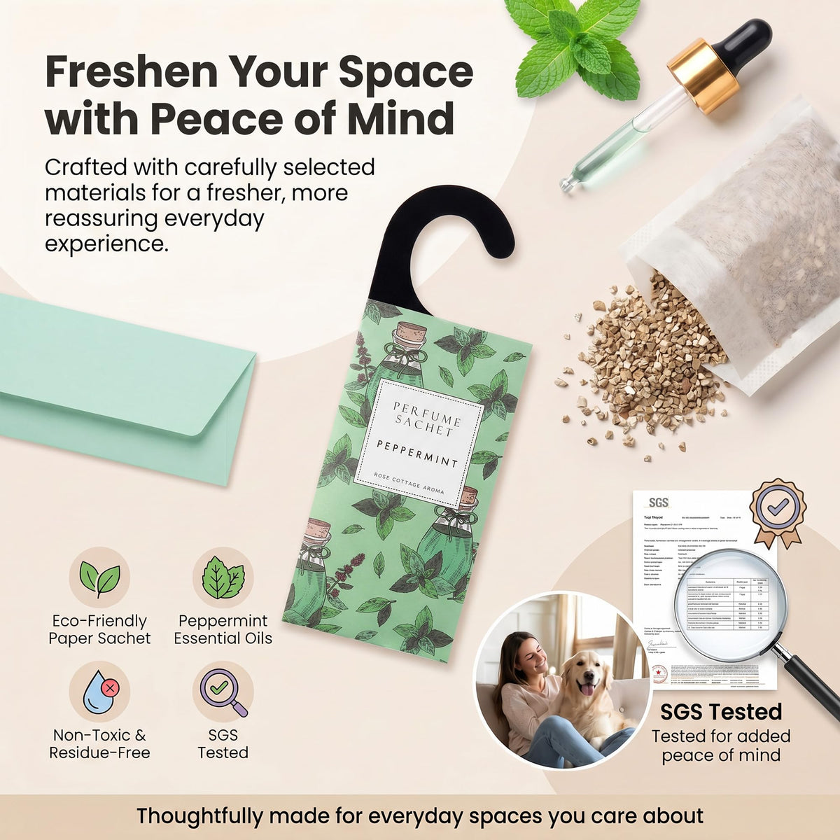 Large 12 Packs Peppermint Hanging Scented Sachets Long (12 Count)