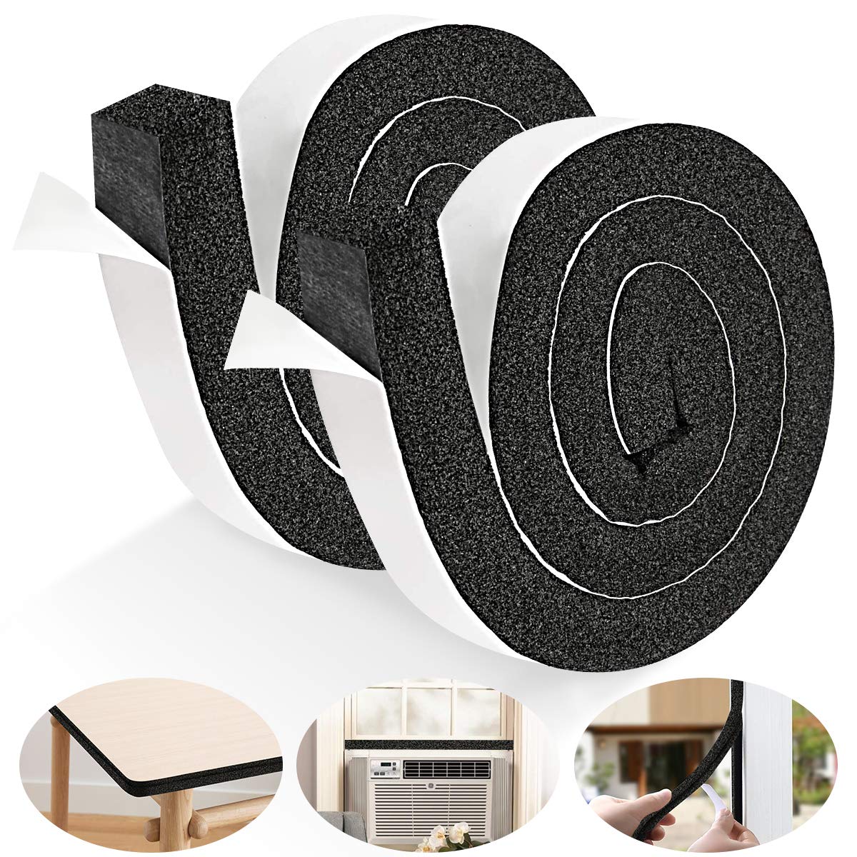2 Rolls 1.18 Inch X 1 Inch Open Cell Foam Tape for Window Air Conditioner Insulation (13 Foot)