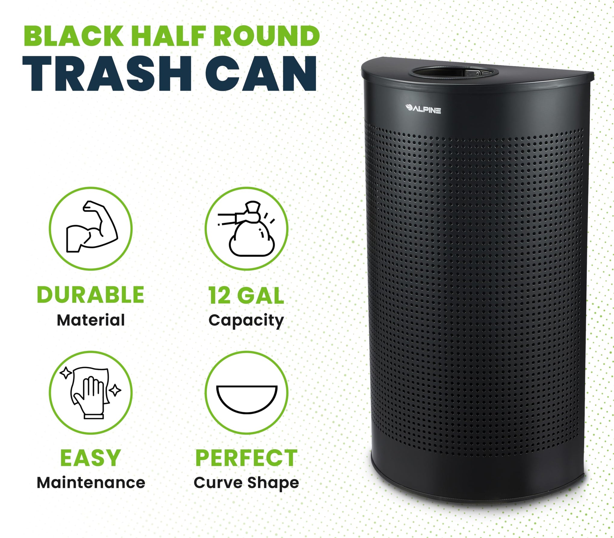 Half Round Trash Can Open Top