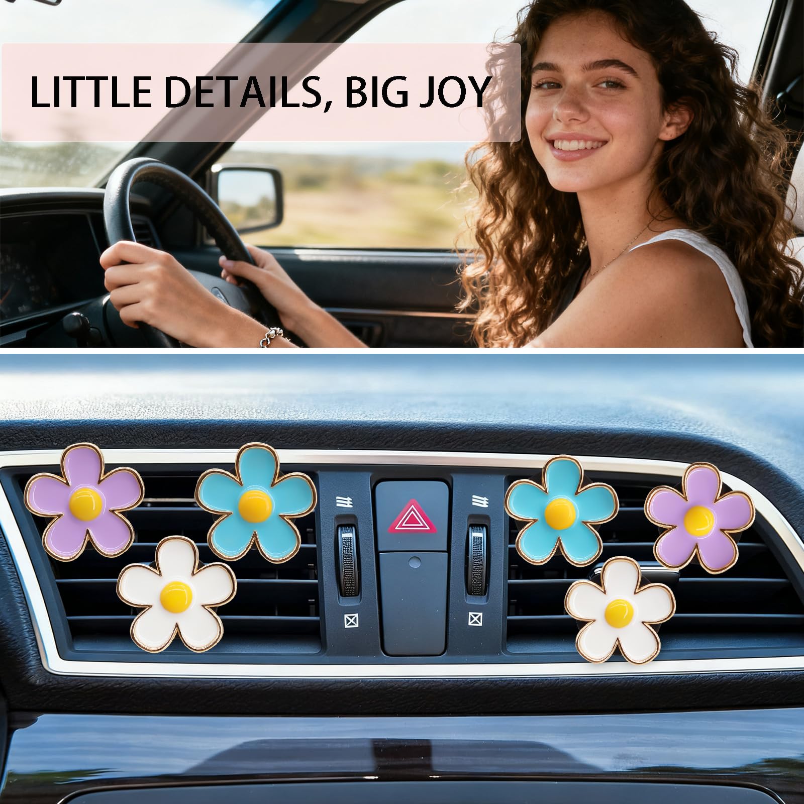 6pcs Flowers Car Decor (6 Count)