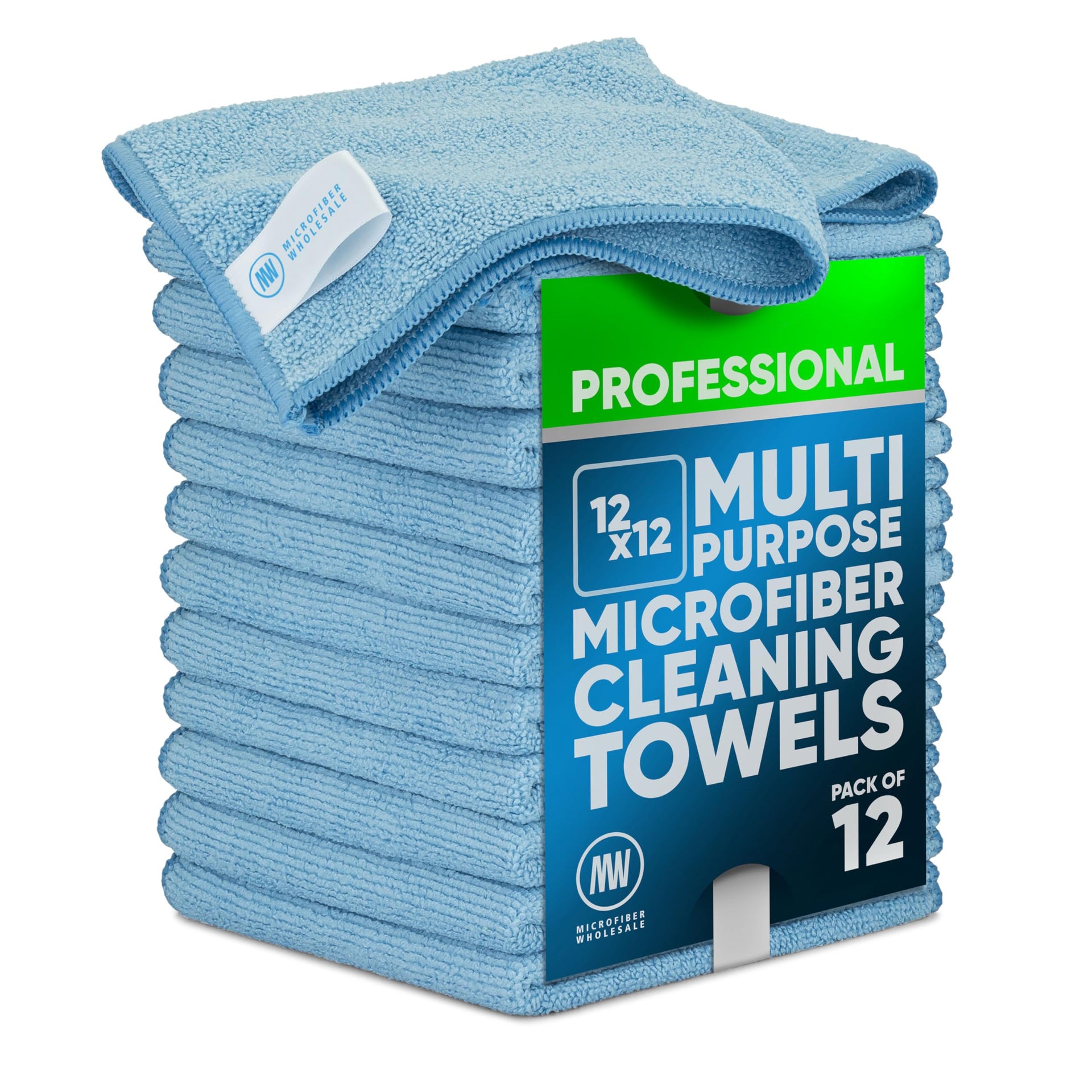 MW PRO Microfiber Cleaning Cloths Blue (12 Count)