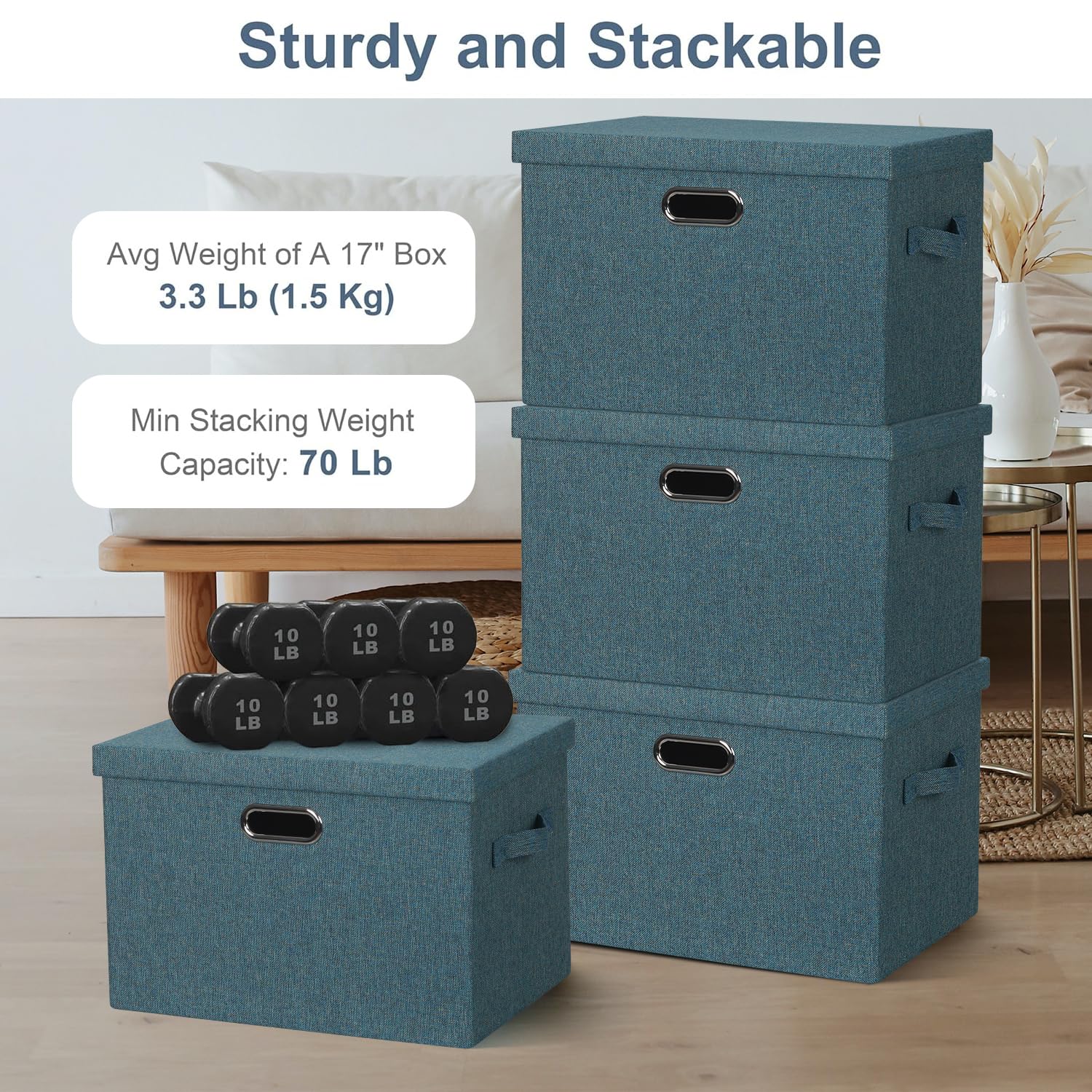 Storage Bins with Lids Fabric Closet Organizers Cubes Office Organization (3 Count)