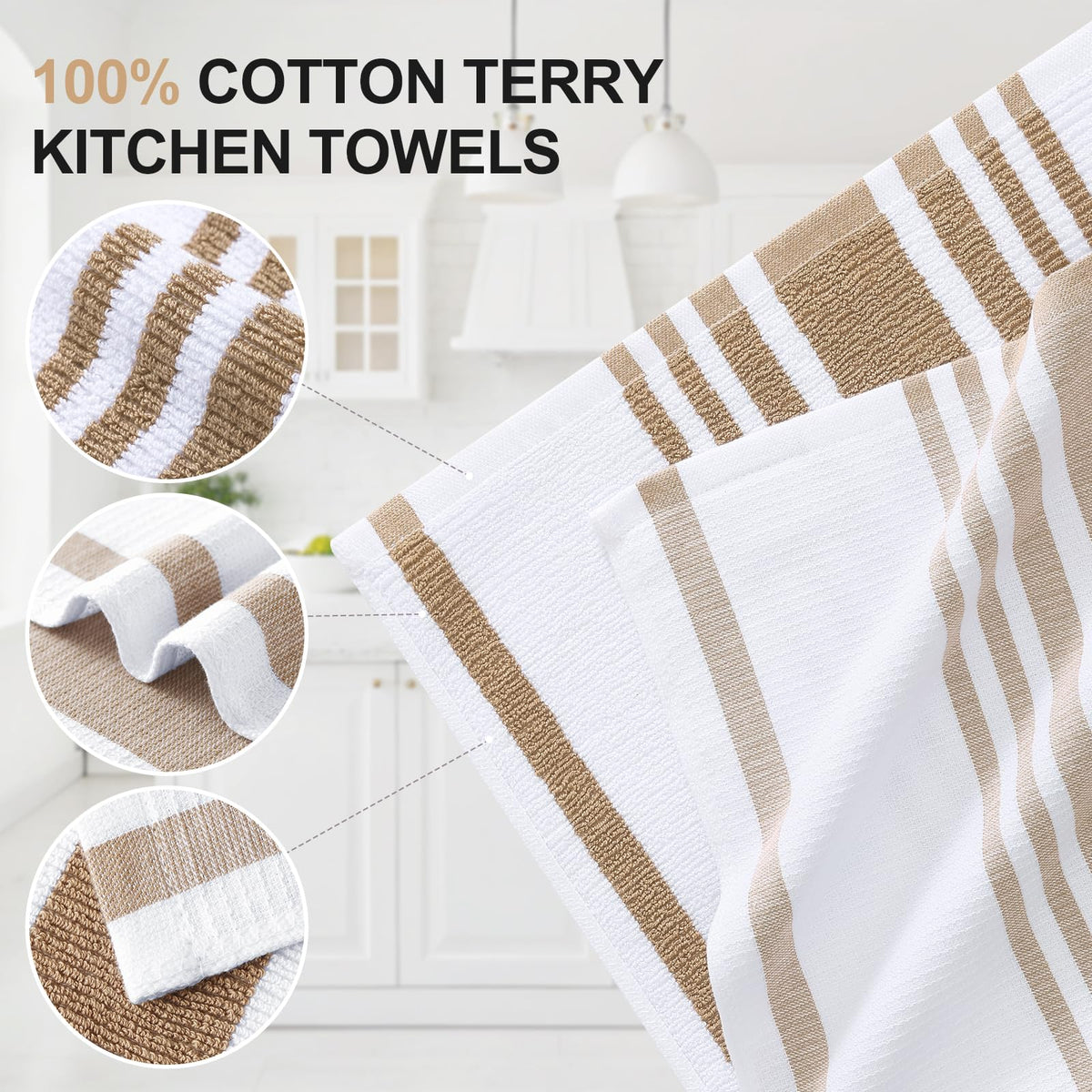 Premium Cotton Stripe Kitchen Towels 6 Pack (6 Count)