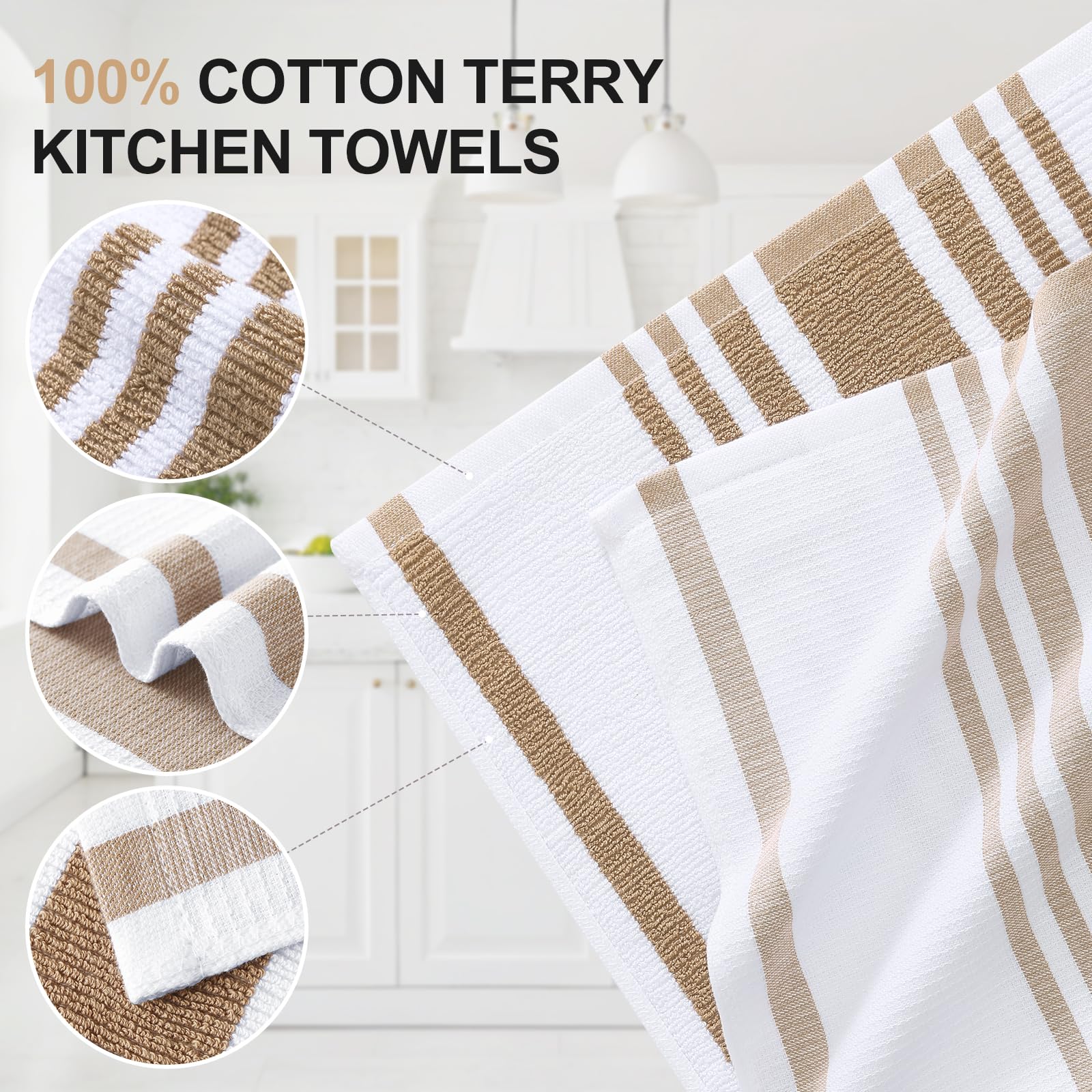 Premium Cotton Stripe Kitchen Towels 8 Pack (8 Count)