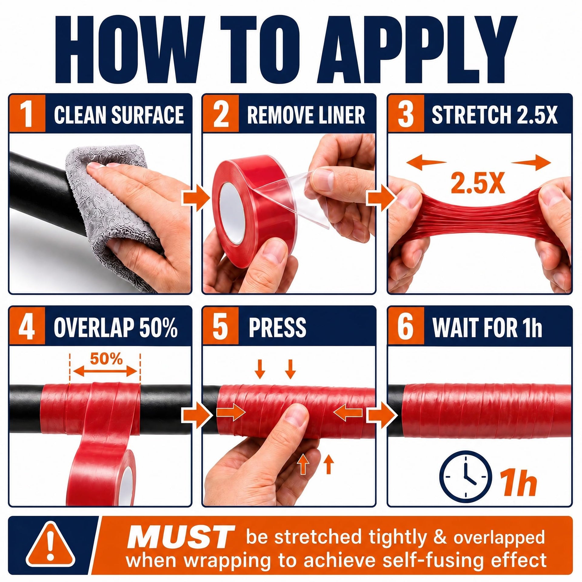 Red Electrical Tape 1 in x 10 Ft Self (40 Foot)