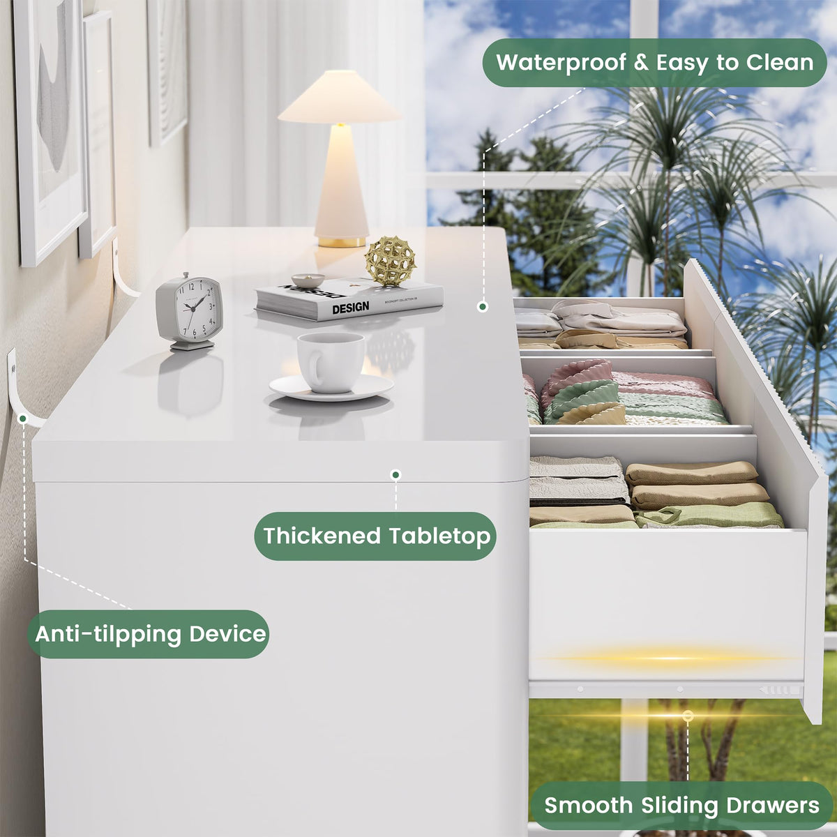 White 9 Drawers Dresser