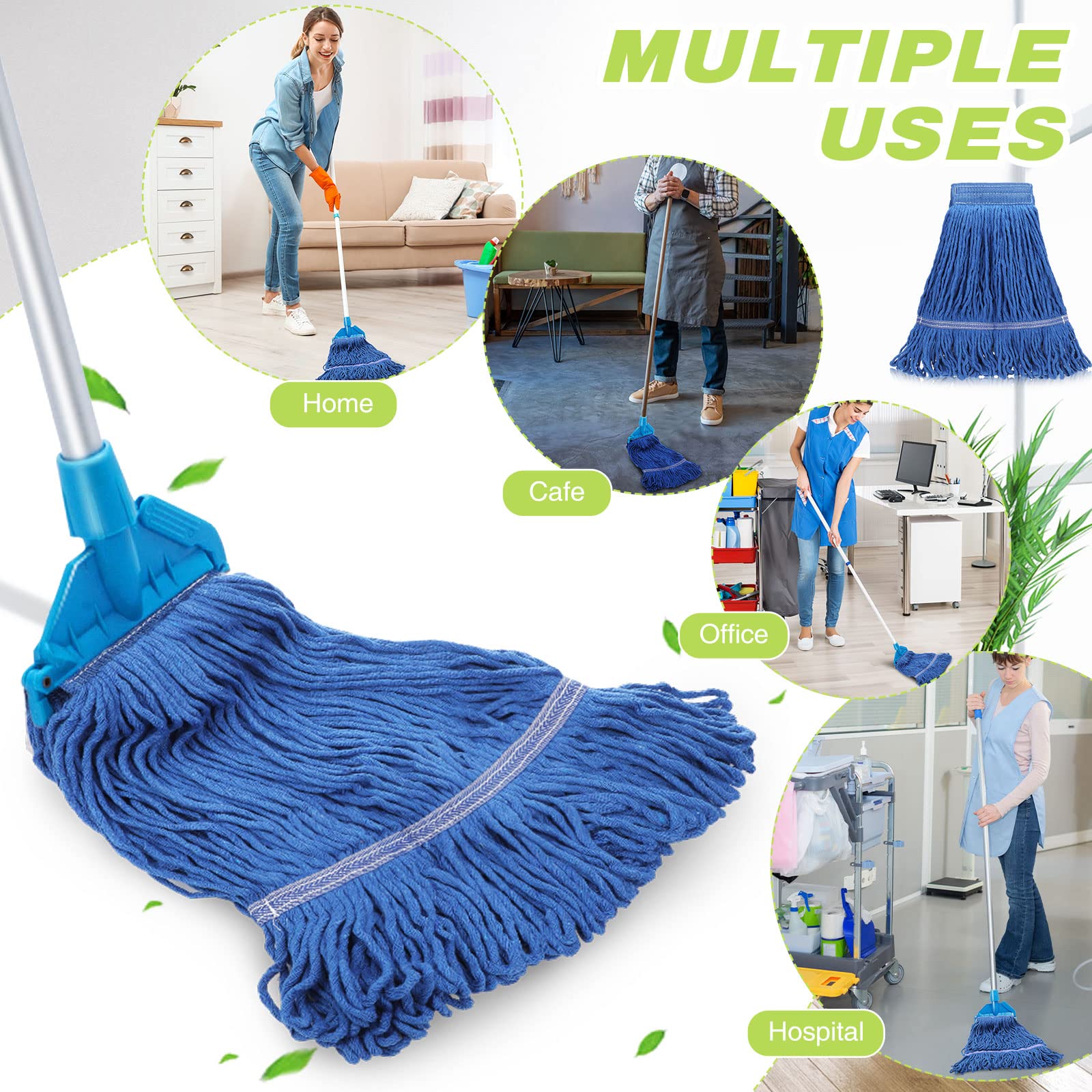 30 Pieces Commercial Mop Head Replacement Floor Cleaning Wet Mop Heads Heavy Duty Large Cotton String Sweeper Refills for Industrial Home Use
