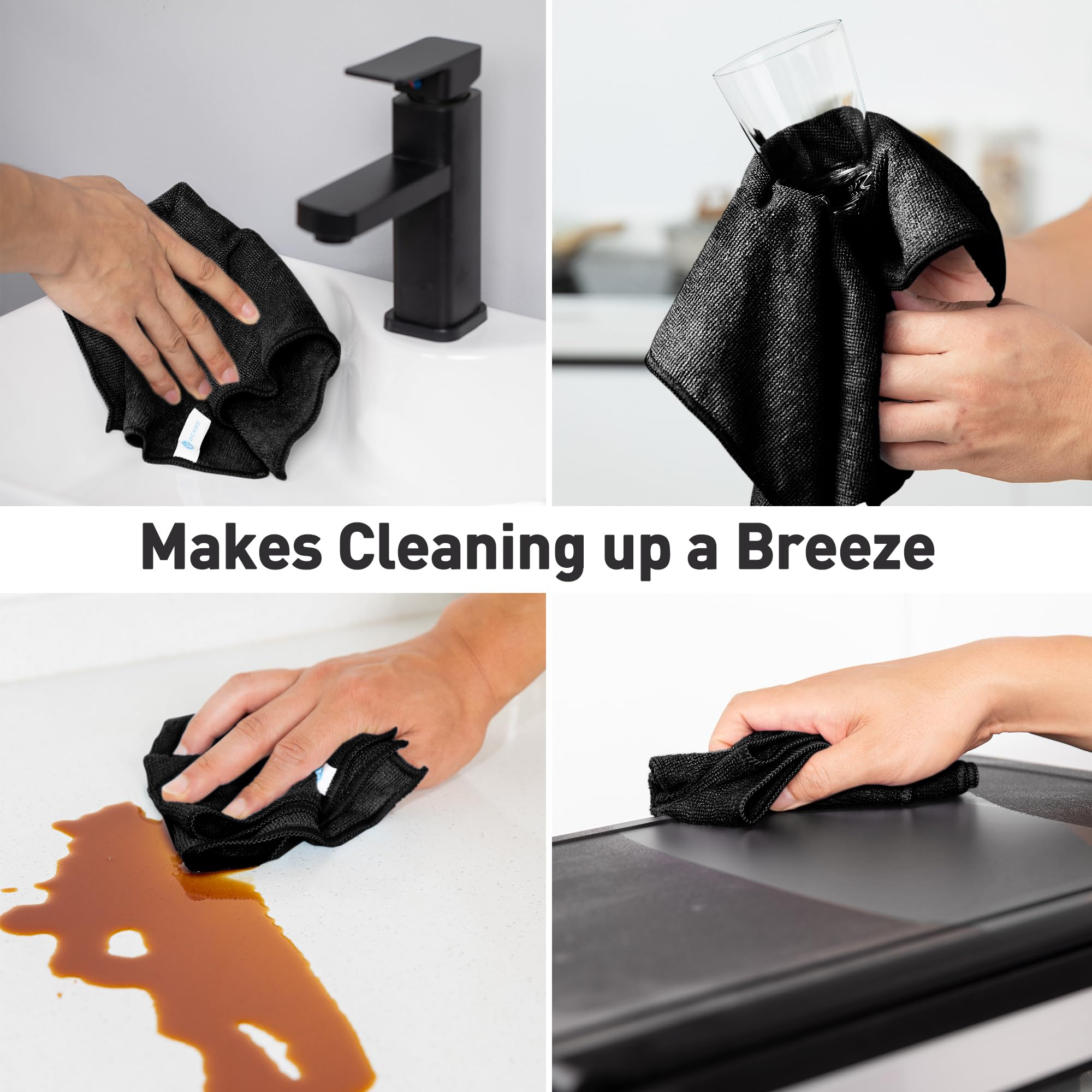 Black Microfiber Cleaning Cloth 13"x13" (12 Count) - ModHome Supplies