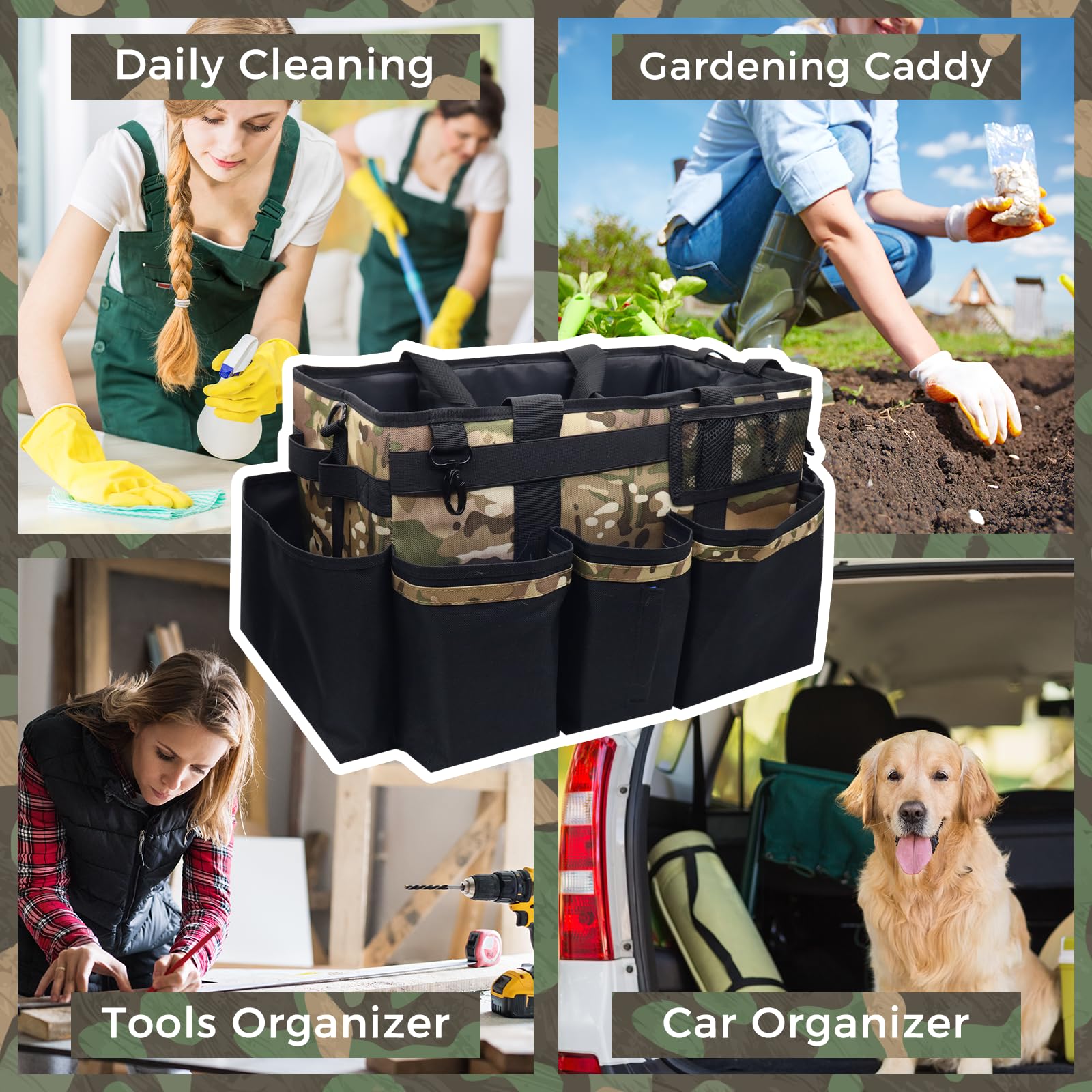 Wearable Cleaning Caddy Organizer with Handle & Shoulder Straps for Housekeepers