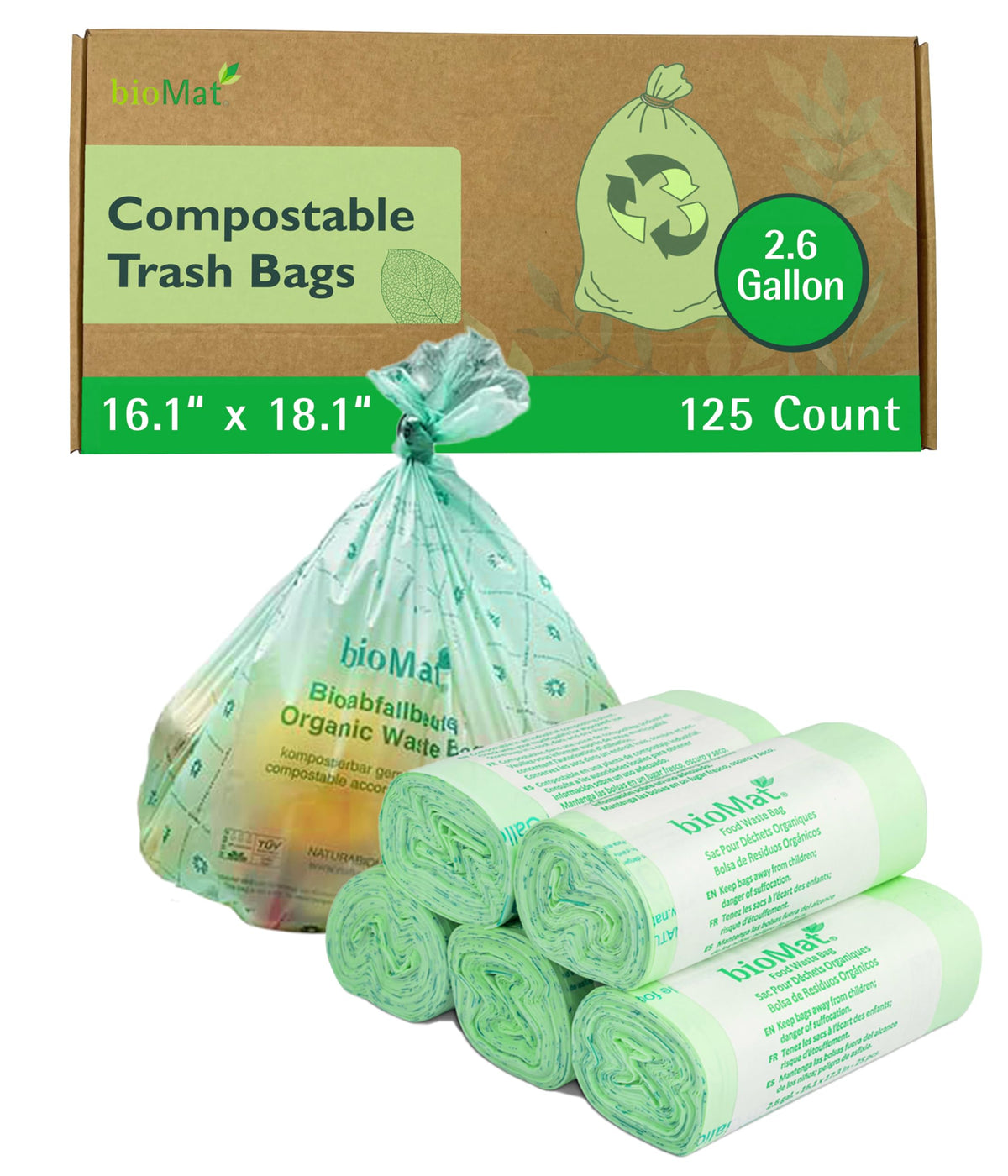 2.6 Gallon Compostable Food Scrap Bags (125 Count)