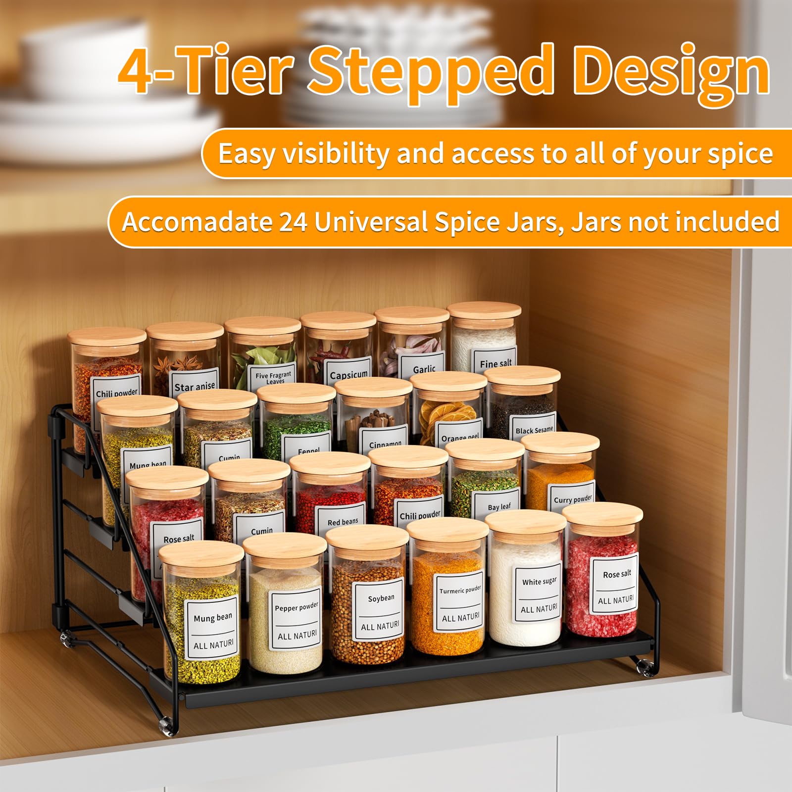 4 Tier Spice Rack Organizer for Cabinet