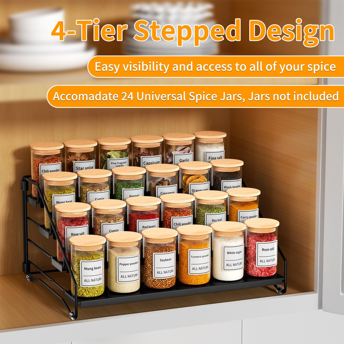 2 Pack Spice Rack Organizer for Cabinet