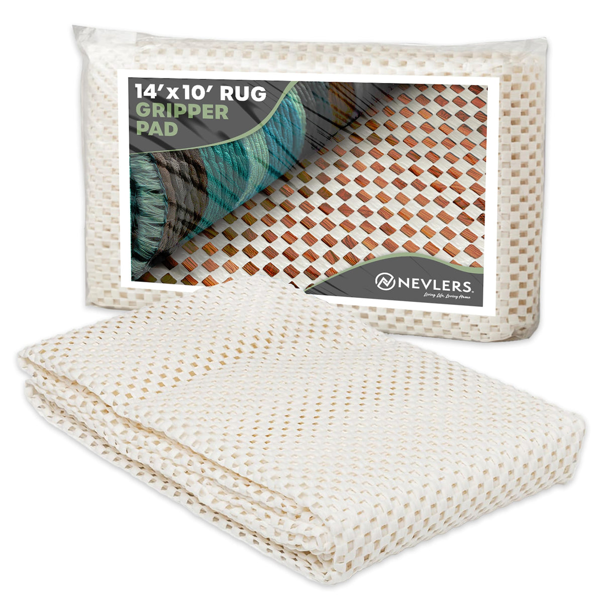 10ft x 14ft White PVC Foam Non Slip Rug Pad (140 Sq Ft)