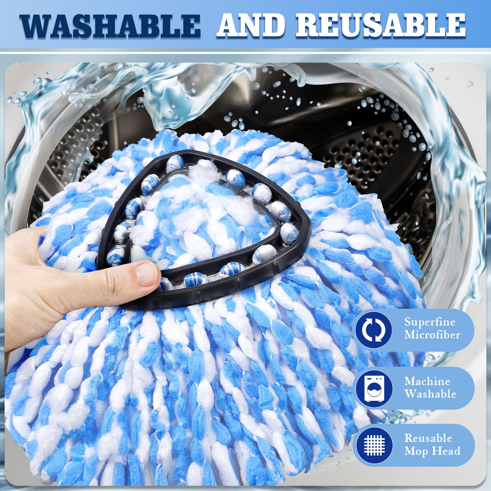 8 Pack Spin Mop Replacements Head Compatible for Ocedar RinseClean 2 (8 Count)