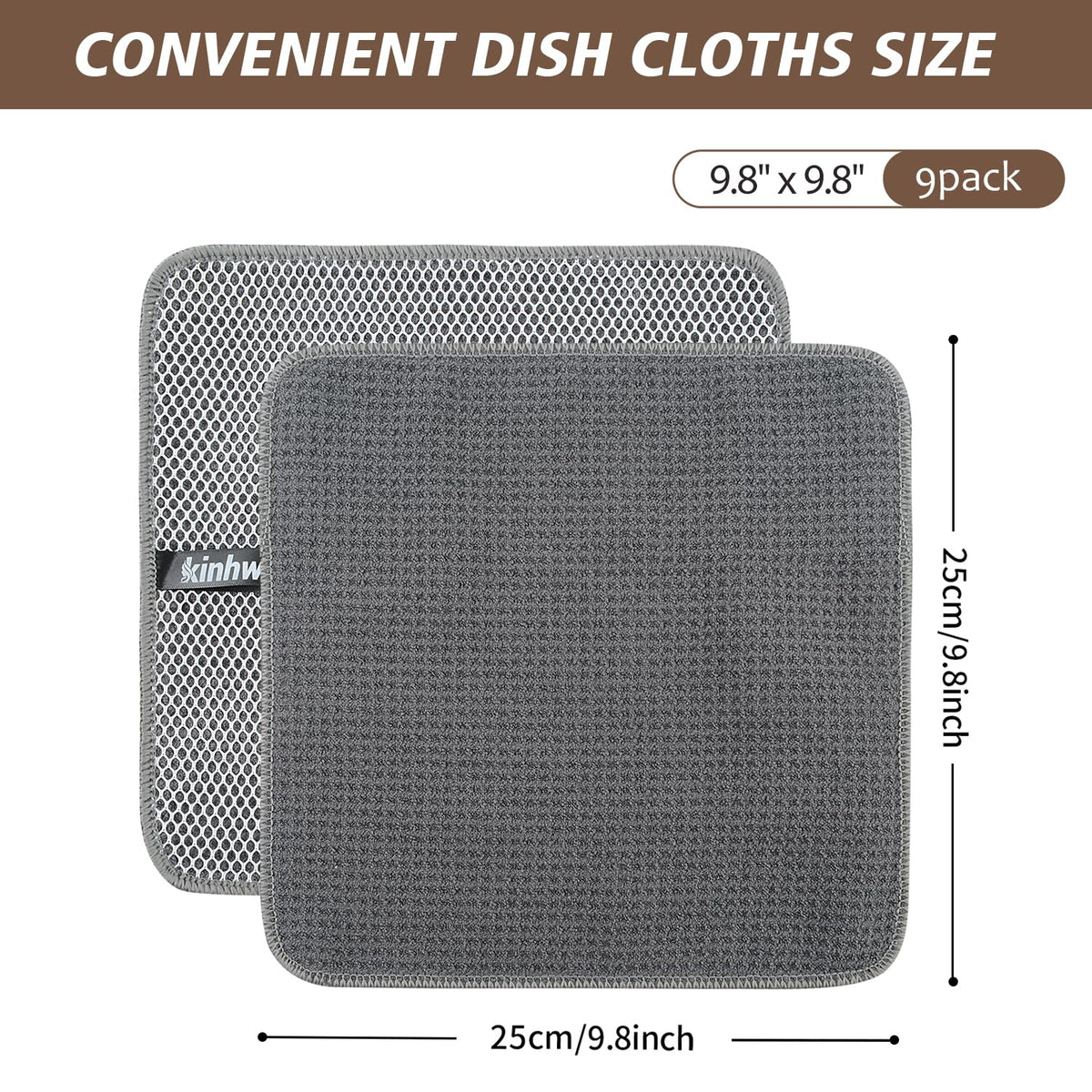 Dish Cloths for Washing Dishes with Scrub Side (9 Count)