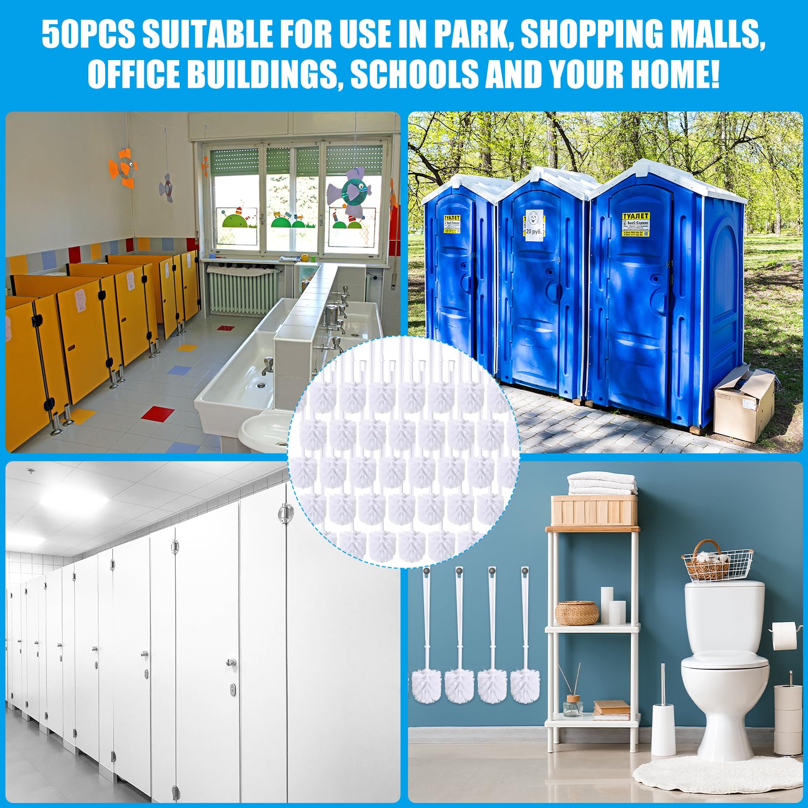50 Pcs White Toilet Brush (50 Count)