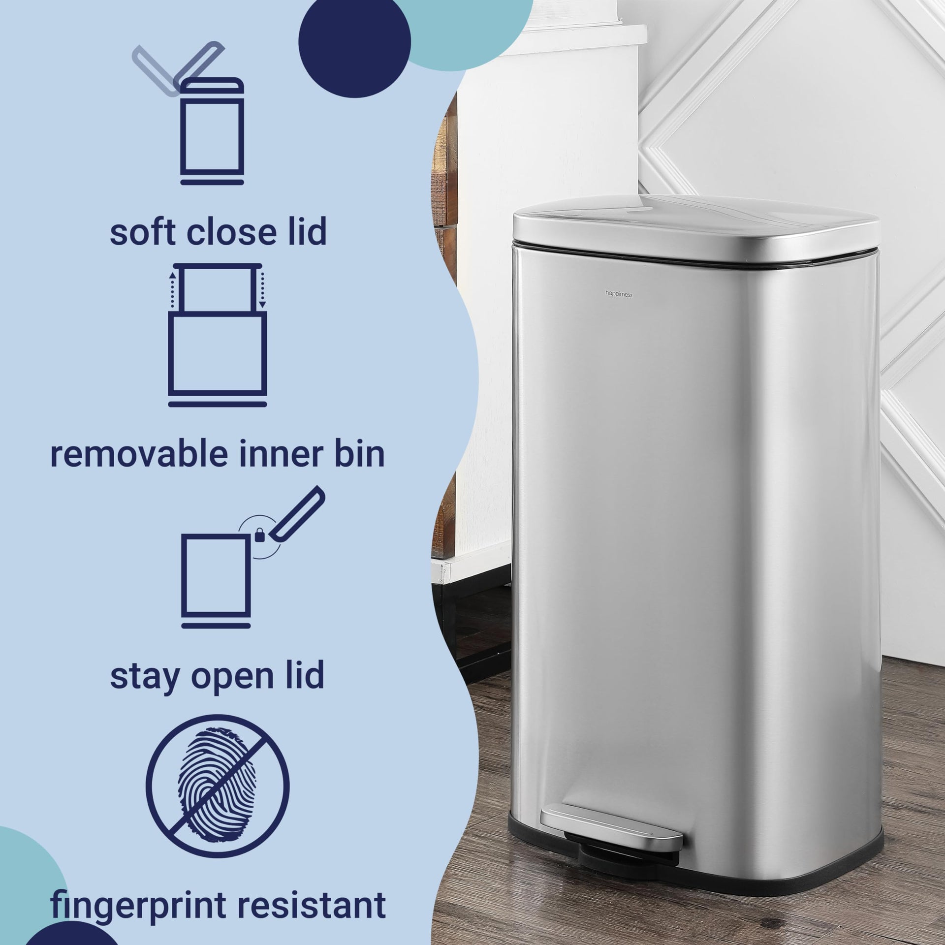 Curtis 8 Gal Step Trash Can Soft Close 25"