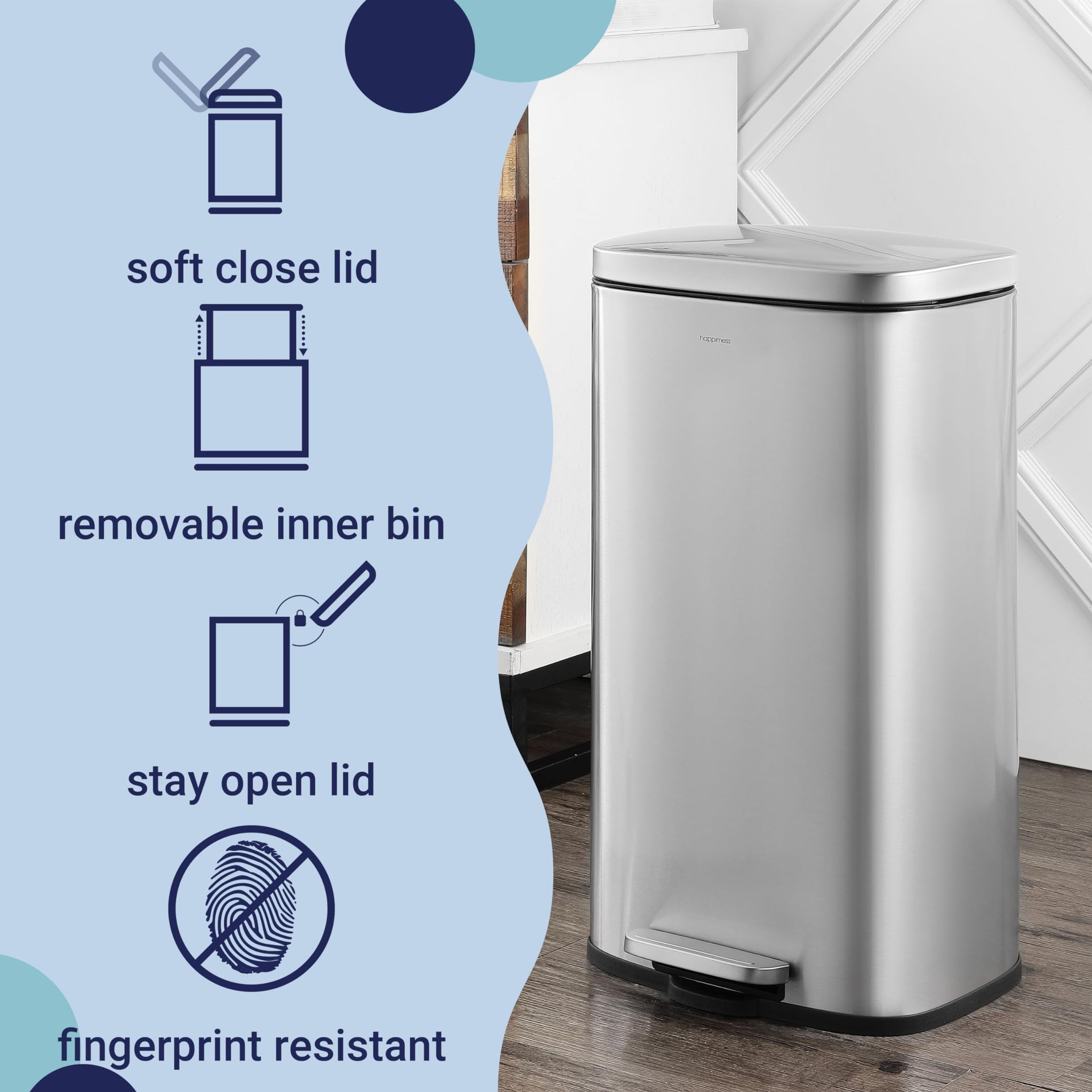 Curtis 8 Gal Step Trash Can Soft Close 25"