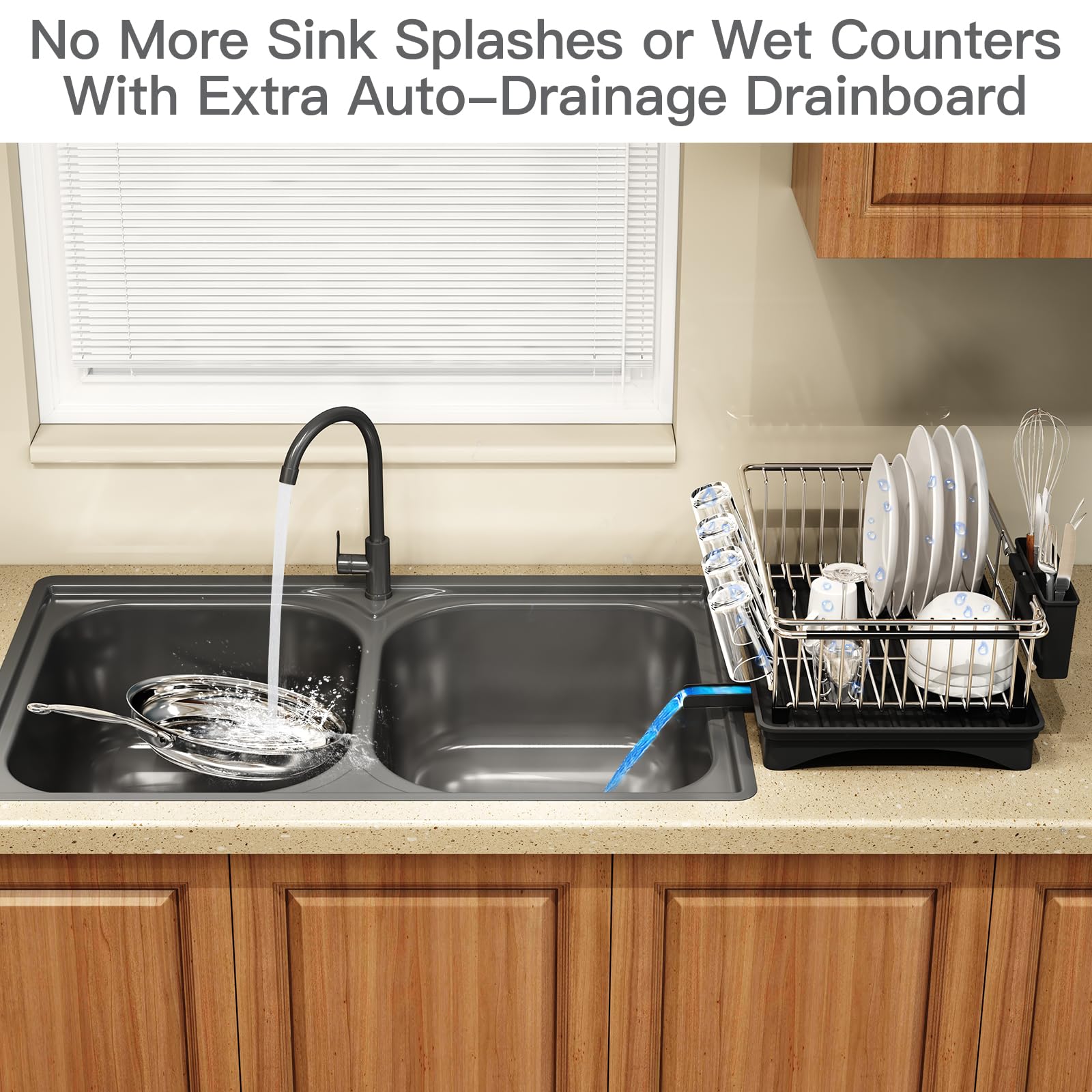 Dish Drying Rack Over The Sink with Utensil Holder