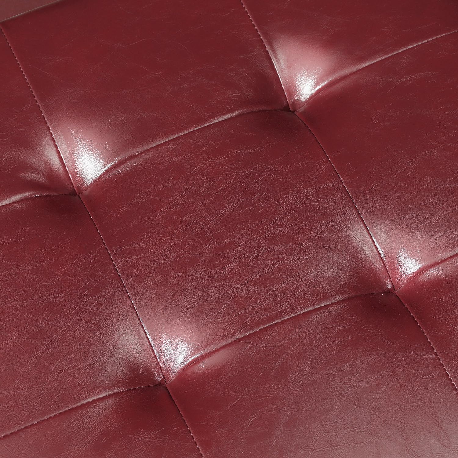 Faux Leather Storage Ottoman