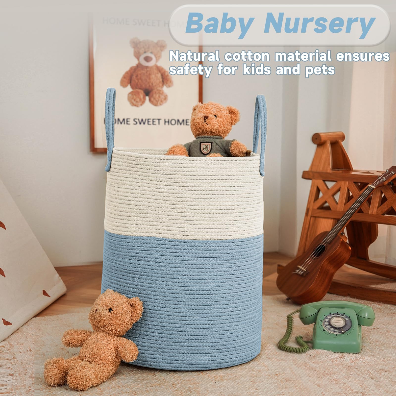 80L Cotton Rope Laundry Basket Hamper